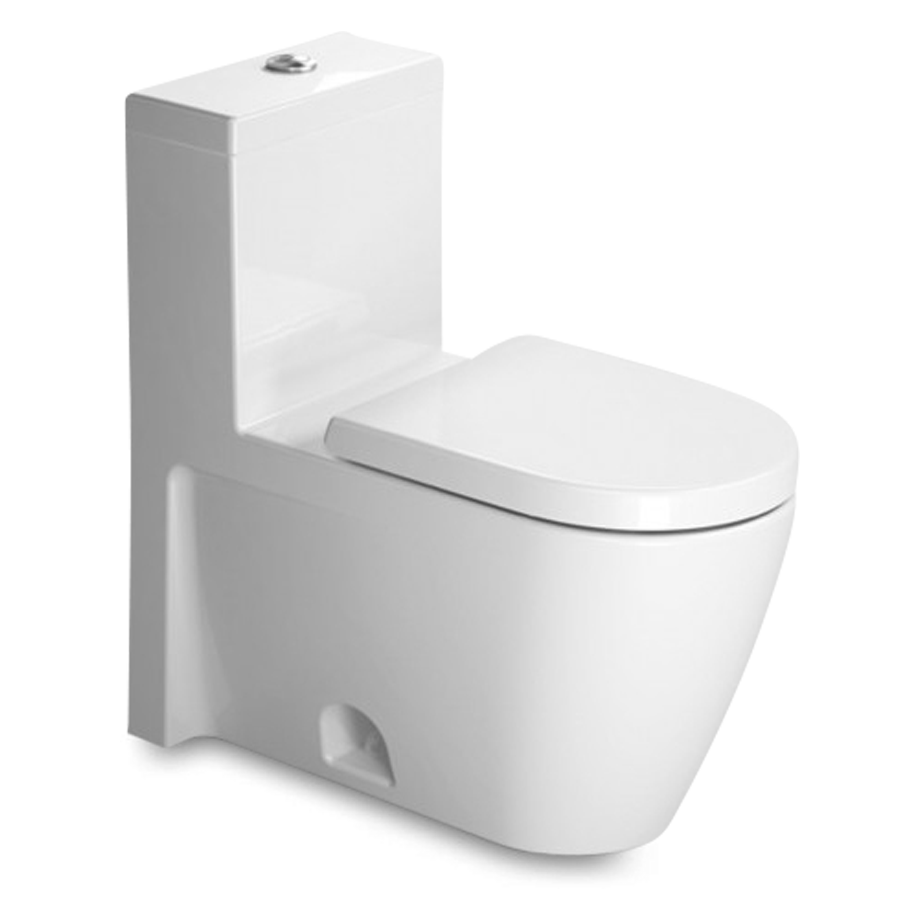 A modern style one-piece toilet with SoftClose seat.