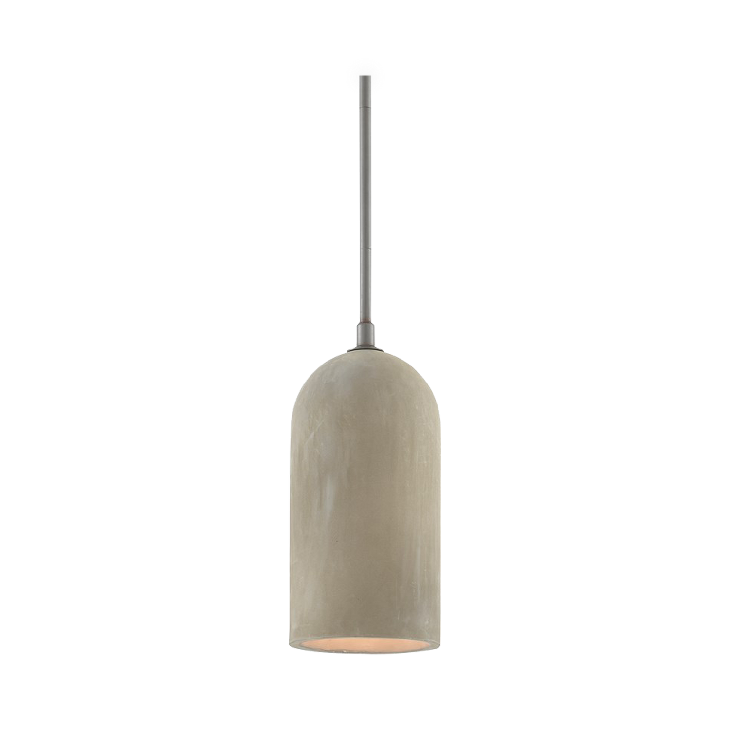 The Stonemoss Cylindrical Pendant%2C has a shade made of hand-formed concrete in a Portland finish.