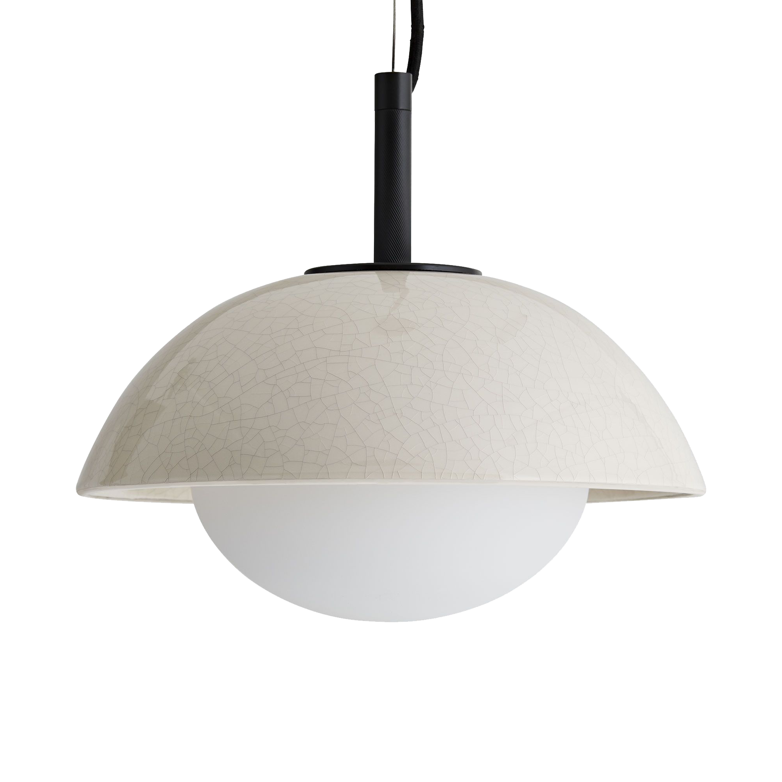 An ultra-versatile pendant that offers dynamic contrast through modern and seemingly handcrafted materials, light and dark hues and thoughtful detailing.
