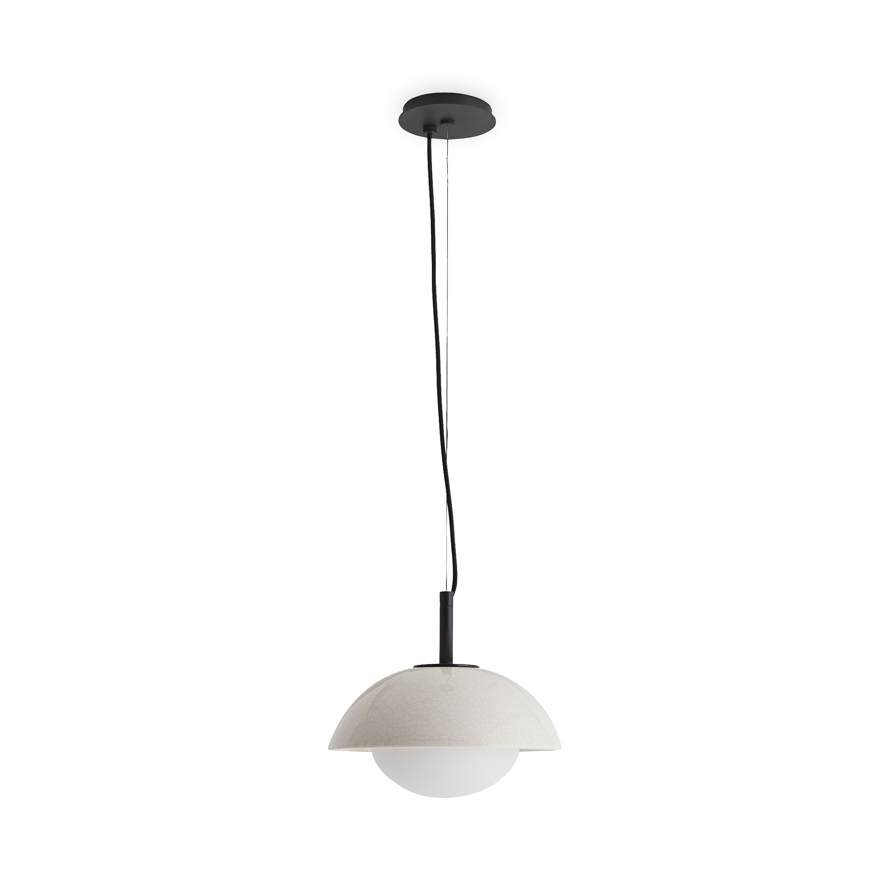 An ultra-versatile pendant that offers dynamic contrast through modern and seemingly handcrafted materials, light and dark hues and thoughtful detailing.