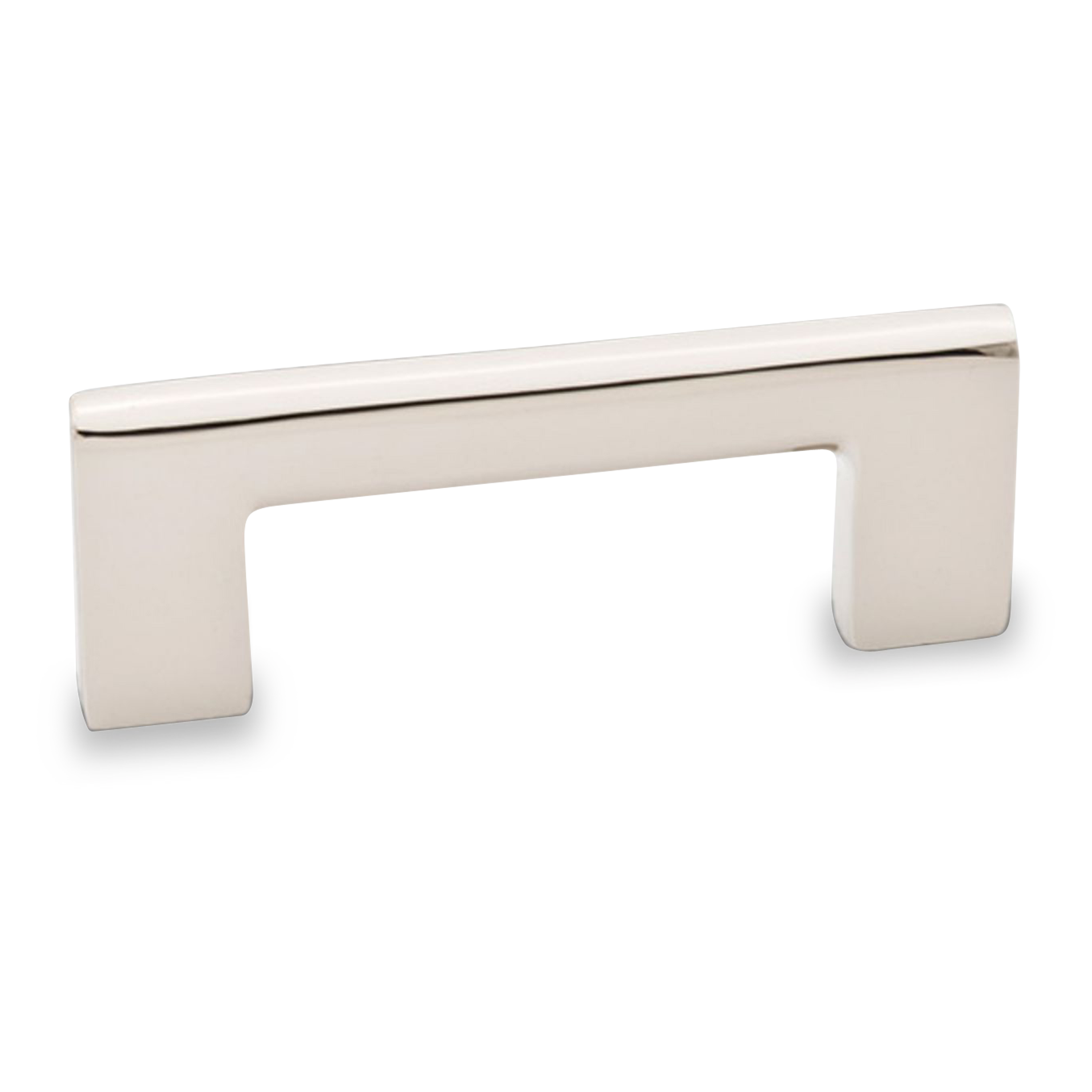 A sleek and modern polished nickel pull with square corners.