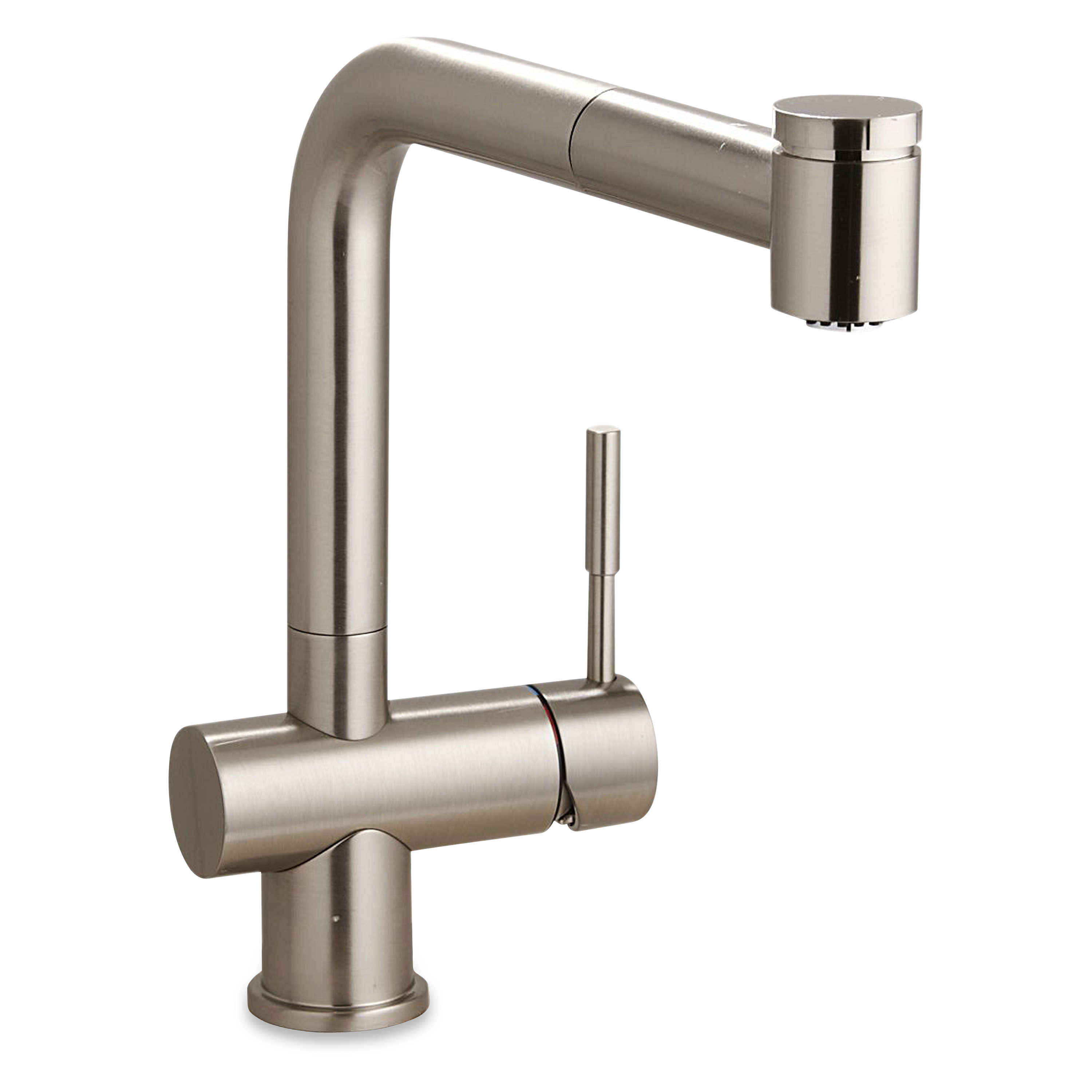 The Gessi Oxygene Faucet (Pull-Out) adds a modern touch to any kitchen with its seamless lines and curved cylindrical shape.