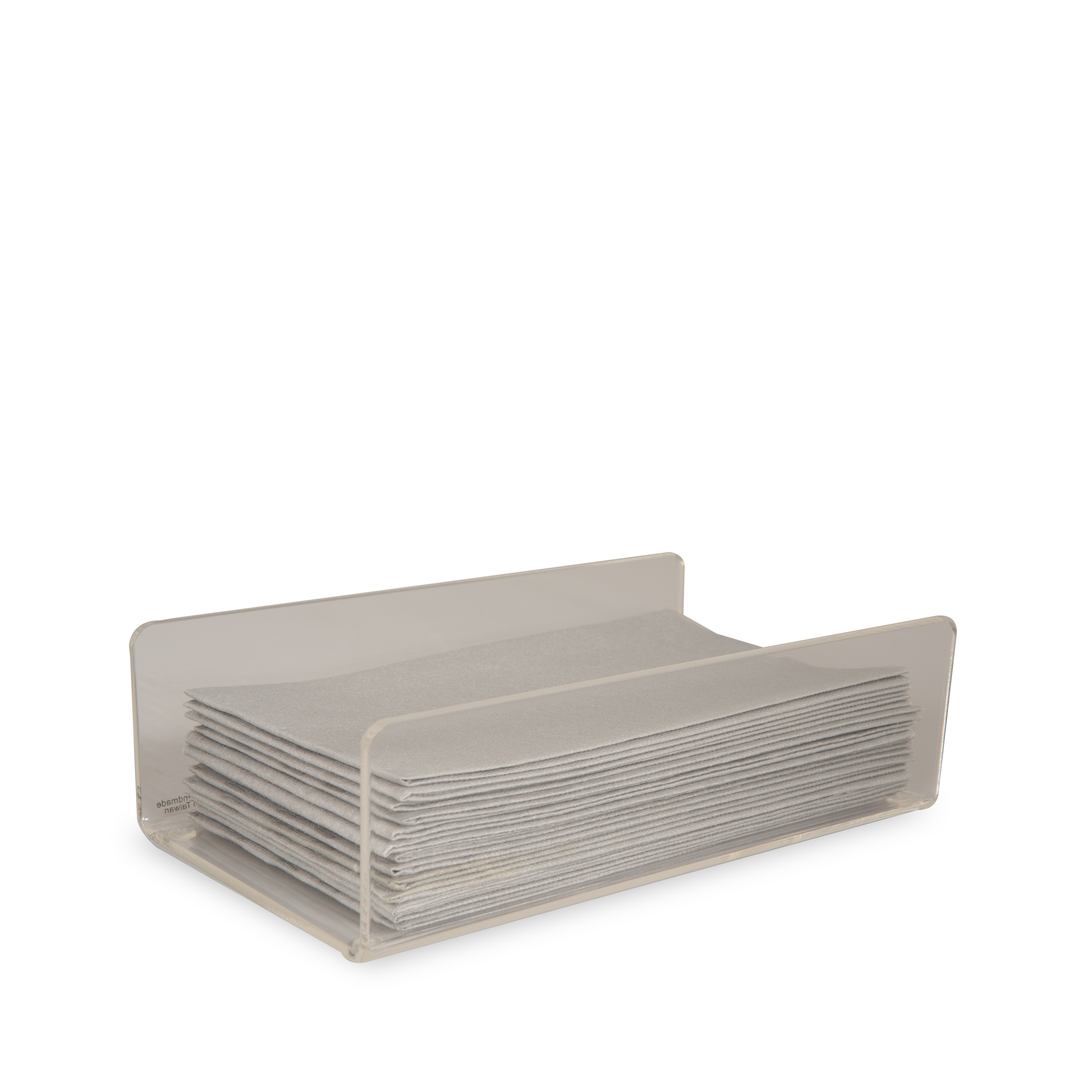 A clear acrylic towel holder.