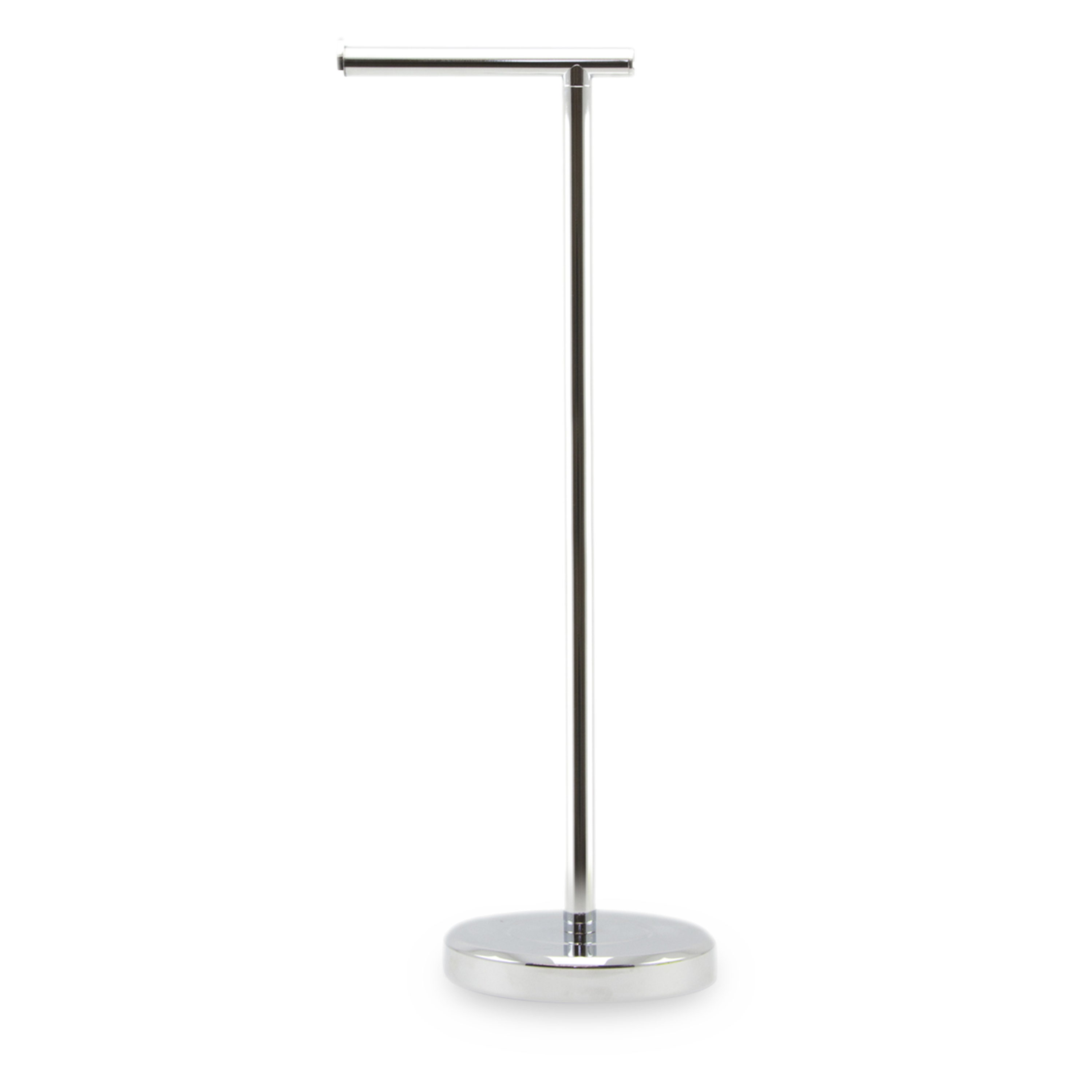 Chrome toilet paper stand.
