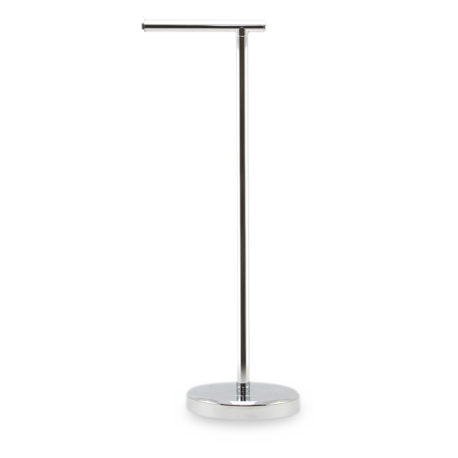 Chrome toilet paper stand.