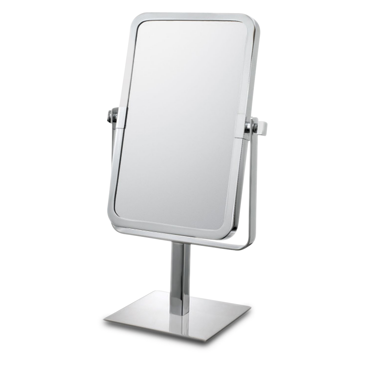 A sleek%2C modern%2C table mirror featuring a rectangular shape with slight concavity%2C giving it 3X magnification.