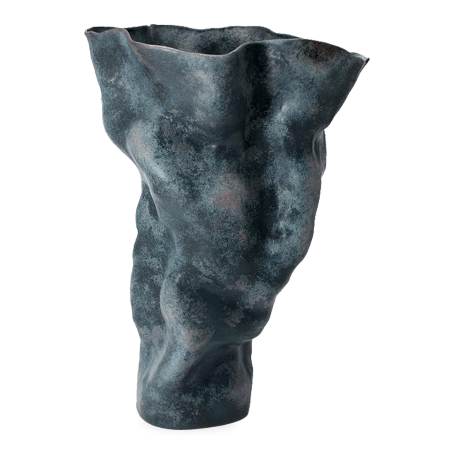Avaricious in size and focusing on brilliantly unique forms%2C the Timna Vase features a midnight blue porcelain body with an ancient feel - inspired by the mineral tones of the eart