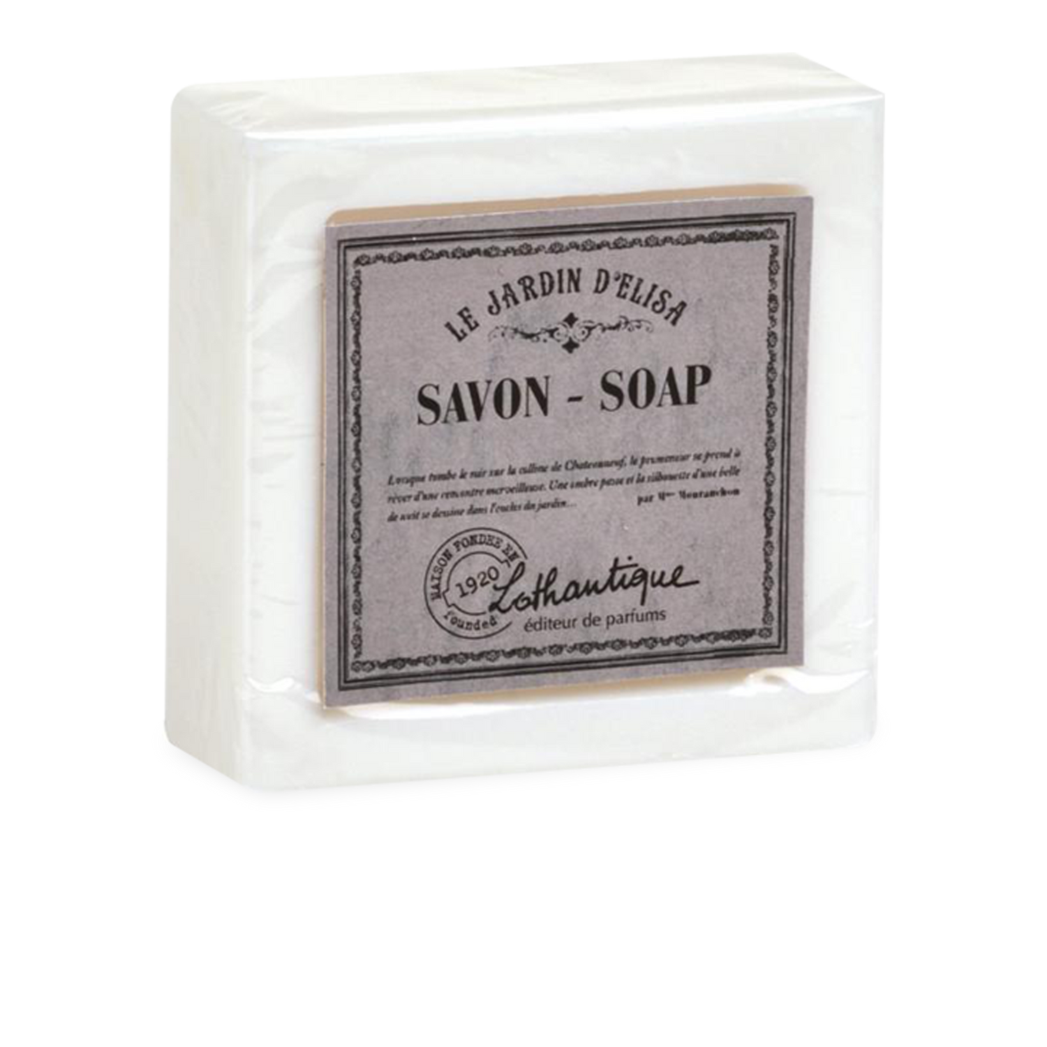 This triple-milled vegetable soap has a light%2C romantic scent%2C with notes of citron%2C jasmine and white musk.