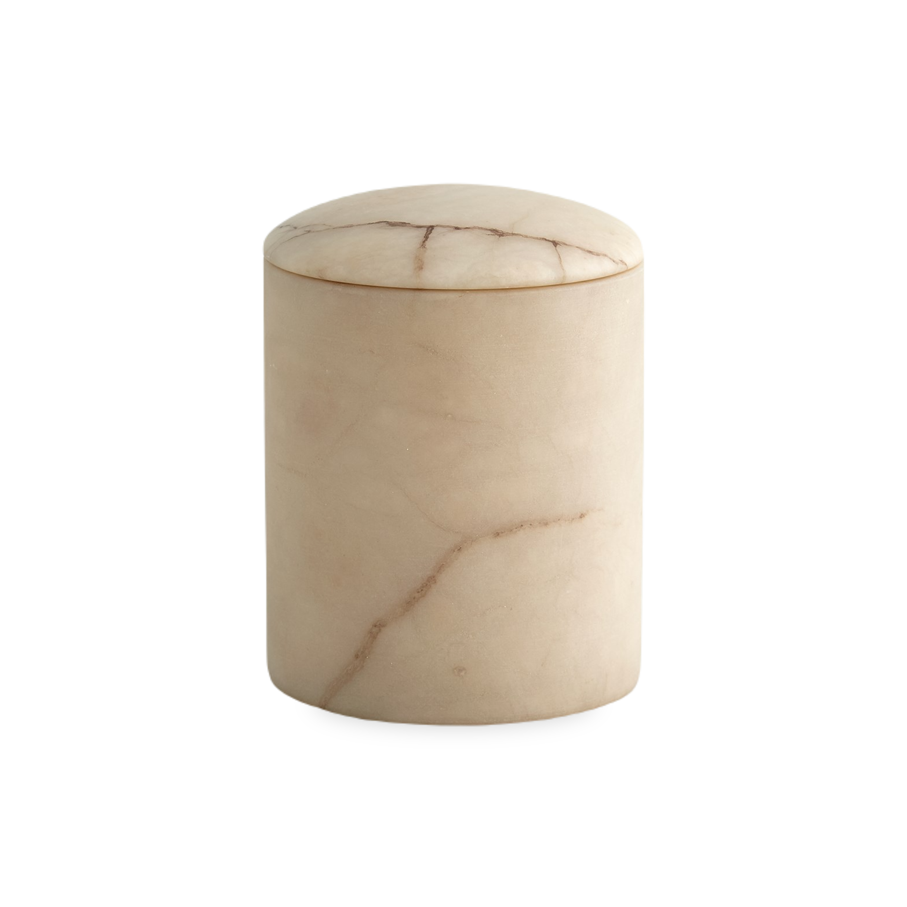 Perfect for a vanity or desk, the Gala Canister is made from natural alabaster with a smooth domed top for a softer statement.