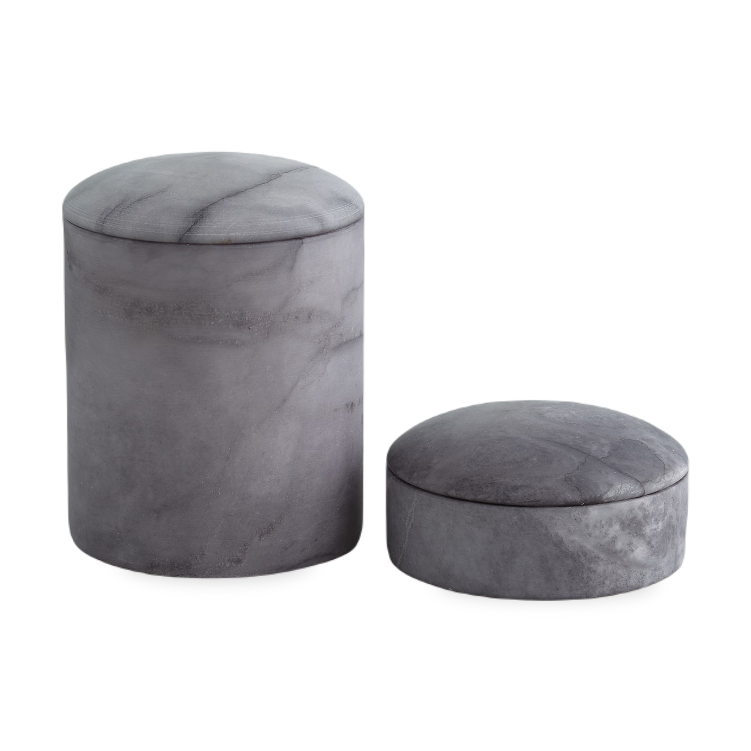 Perfect for a vanity or desk%2C the Gala Canister is made from natural alabaster with a smooth domed top for a softer statement.