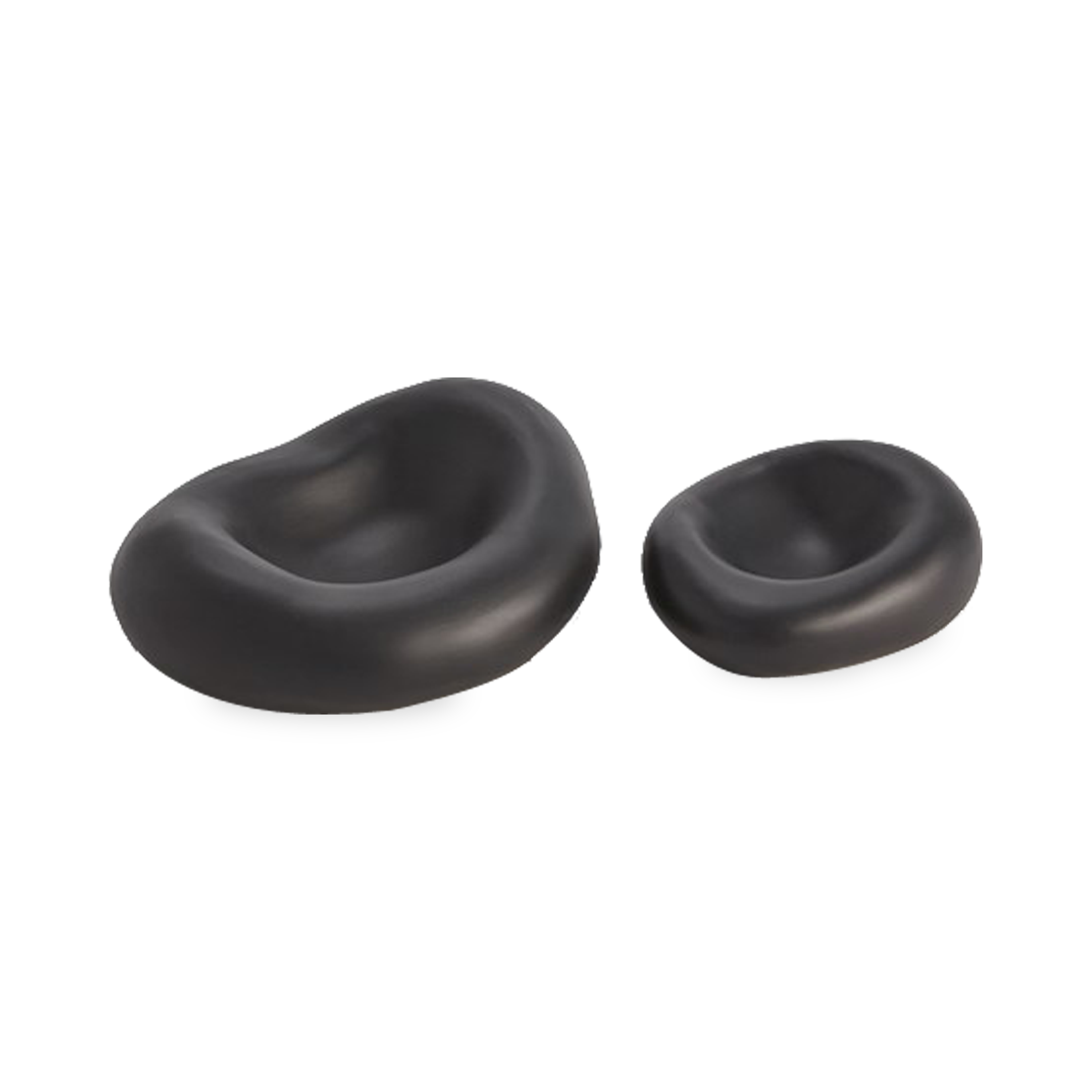 Crafted in Italy, these organic shaped ceramic bowls have a matte black finish and available in two sizes.