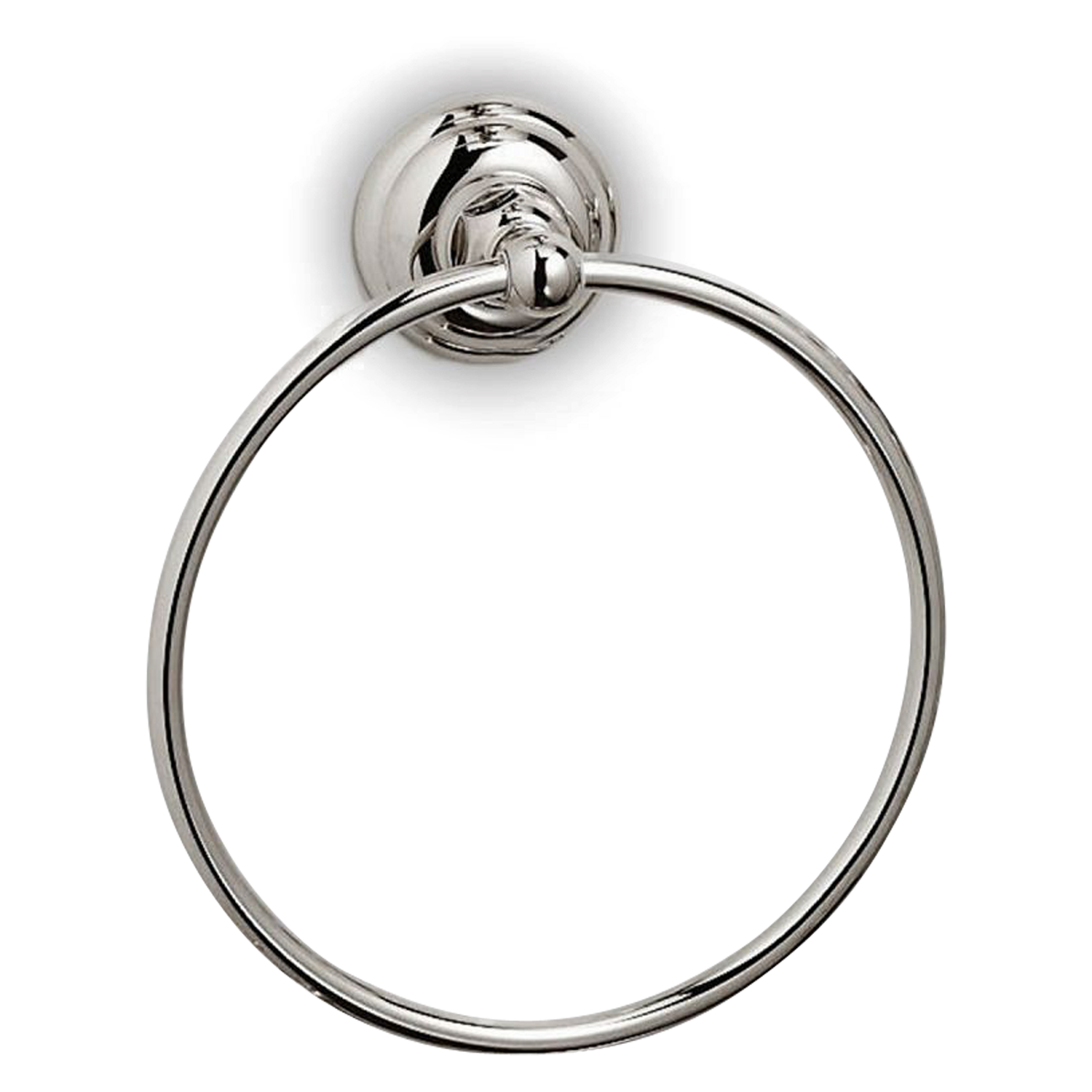 A contemporary%2C elegant bathroom accessory%2C the Regal towel ring is sleek and detailed with a ridged base.