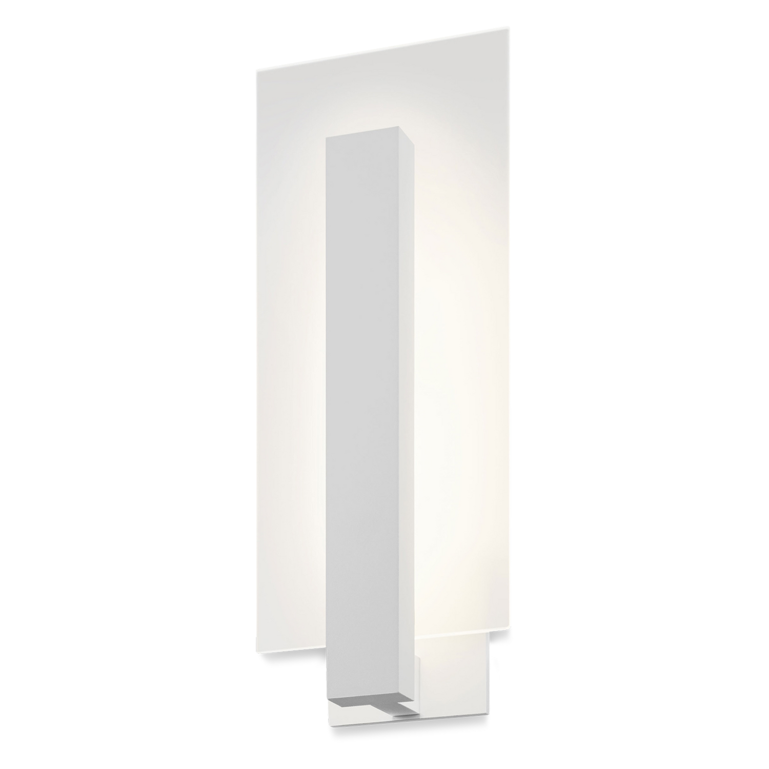 The classic modern elegance of this geometric sconce is created by a frosted glass rectangle set against a crisp rectangular beam%2C radiating the glow of its LED illumination.