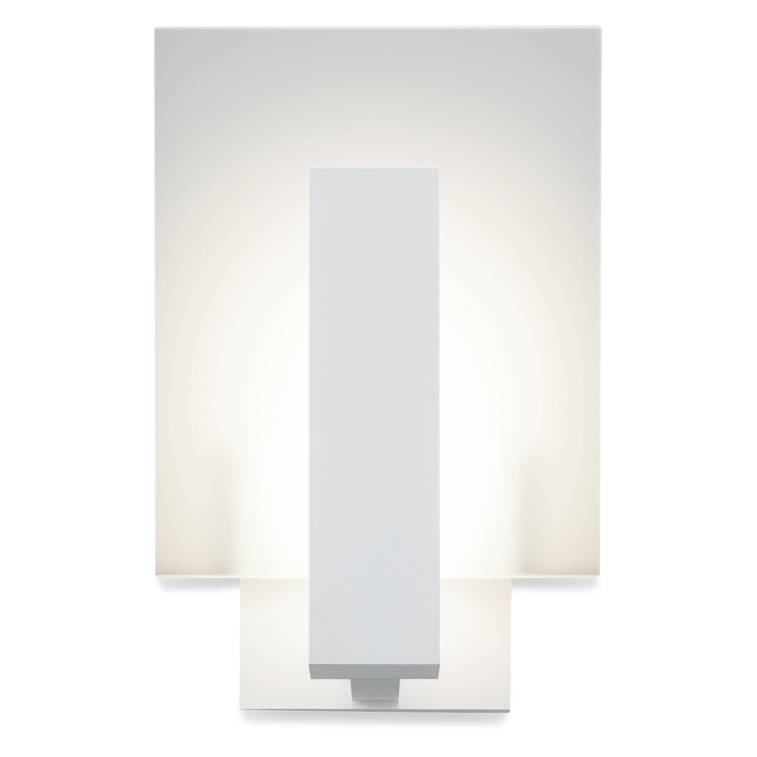 The classic modern elegance of this geometric sconce is created by a frosted glass rectangle set against a crisp textured white rectangular beam%2C radiating the glow of its LED illu