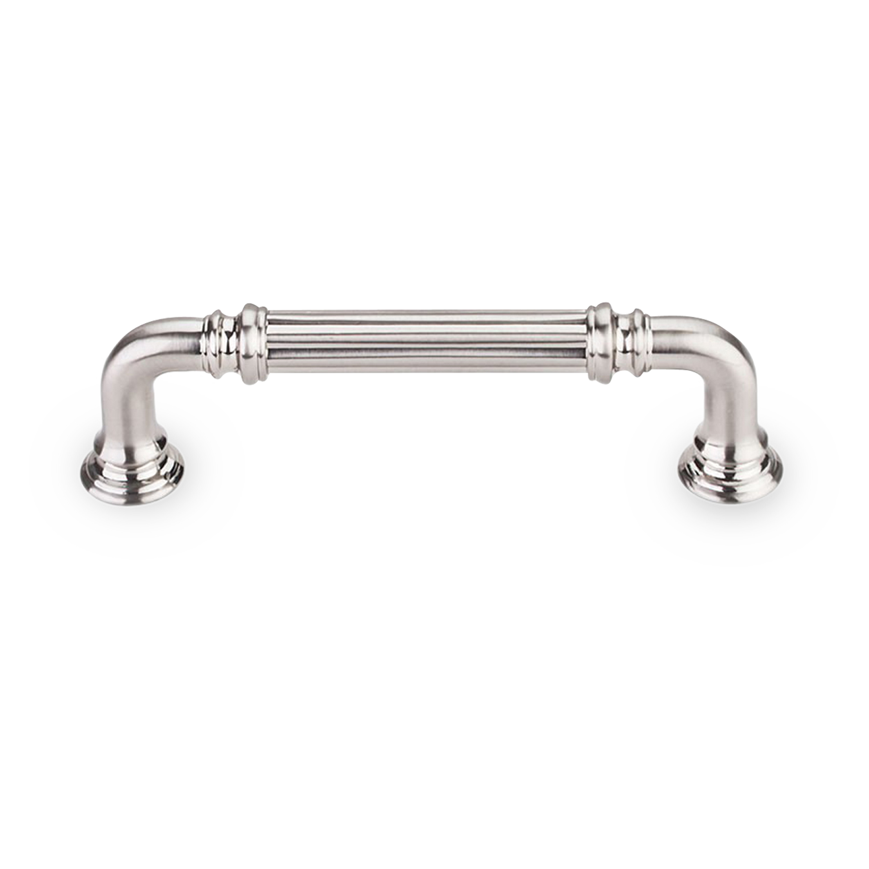 A glamorous, transitional pull with a ridged patter along its handle.