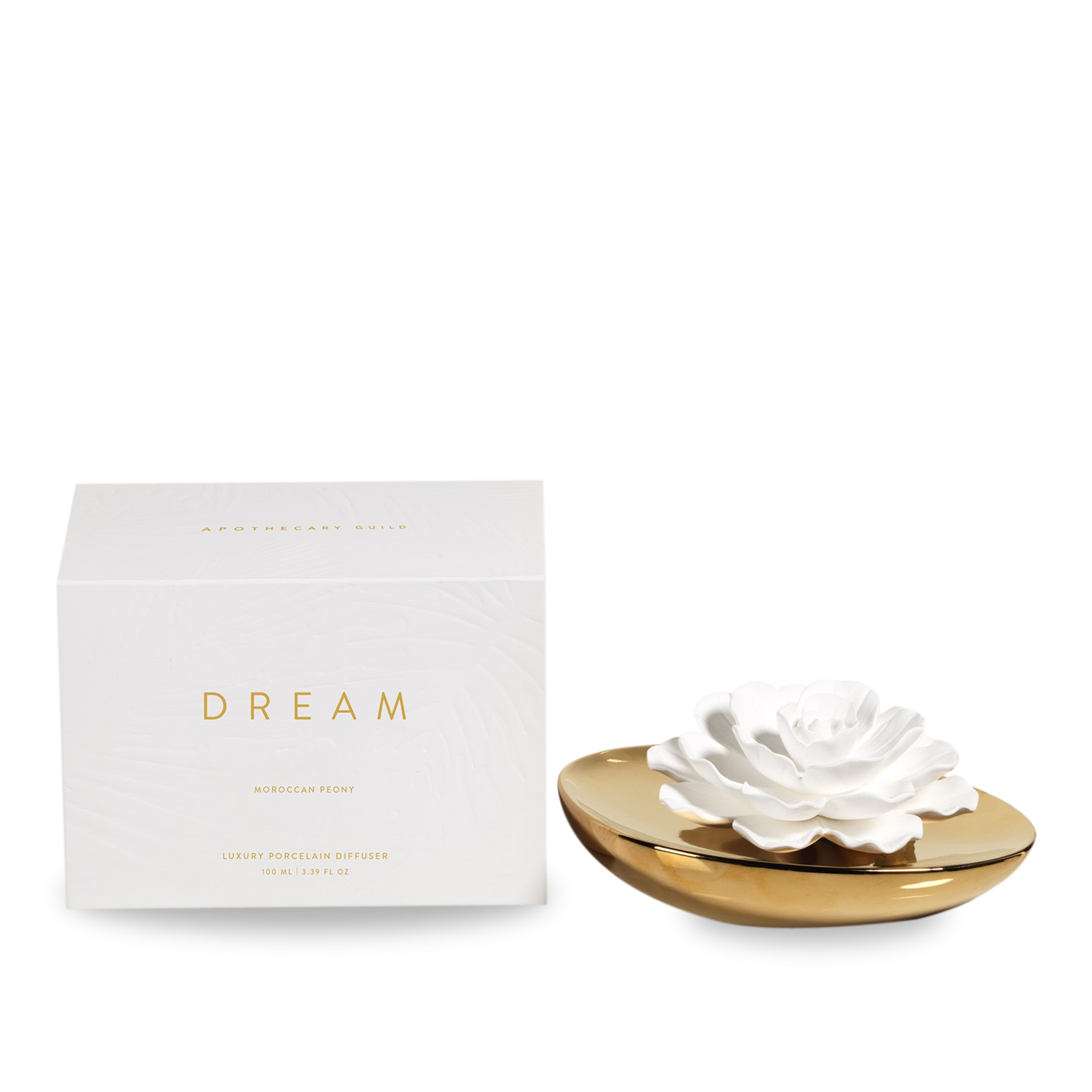 This elegant Dream diffuser allows a soft and subtle frangrance to waft through your room through its floral porcelain topper.