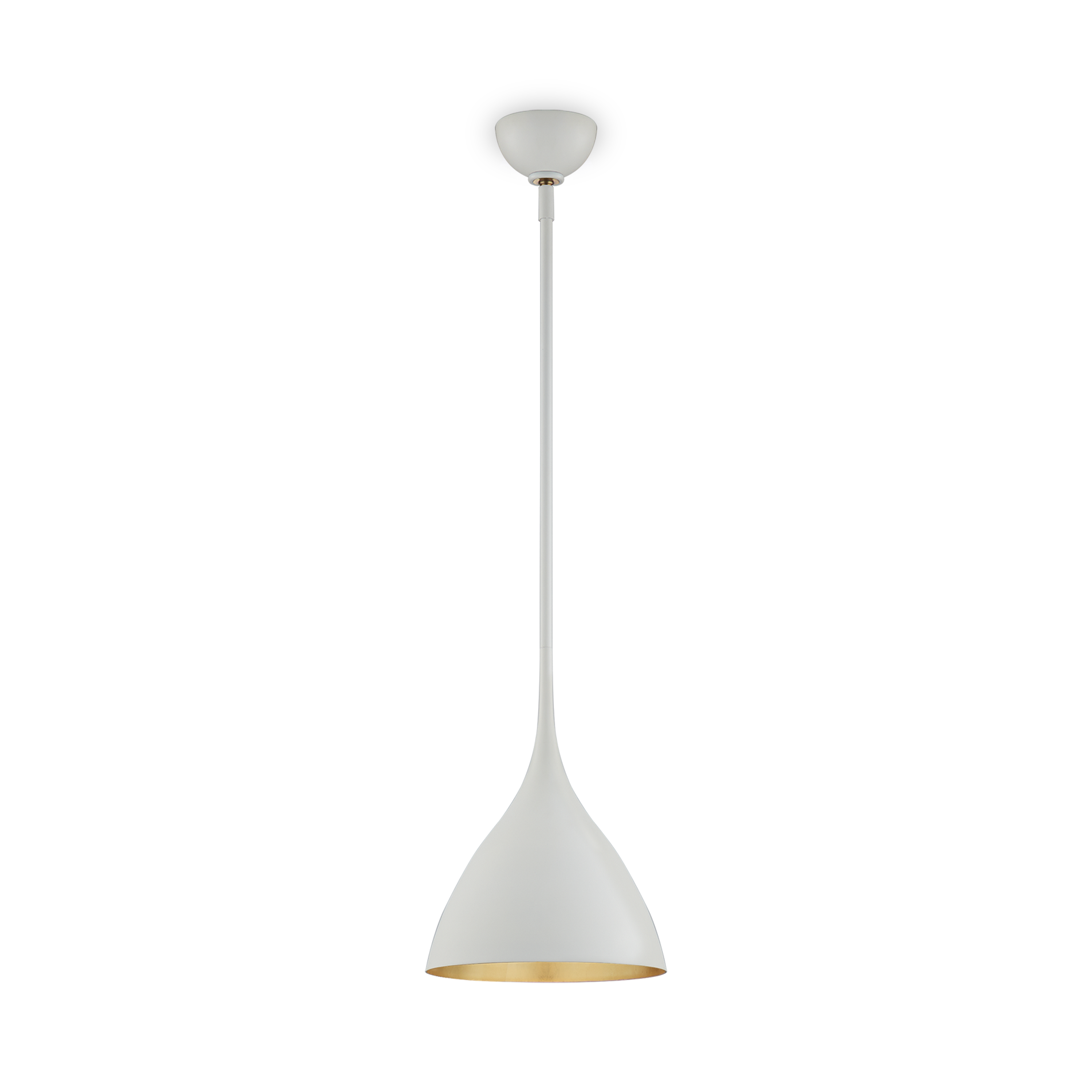 A matte white outer shade combined with a gilded gold interior and a graceful curved shape make the Agnes ceiling light a beautiful addition to any room.