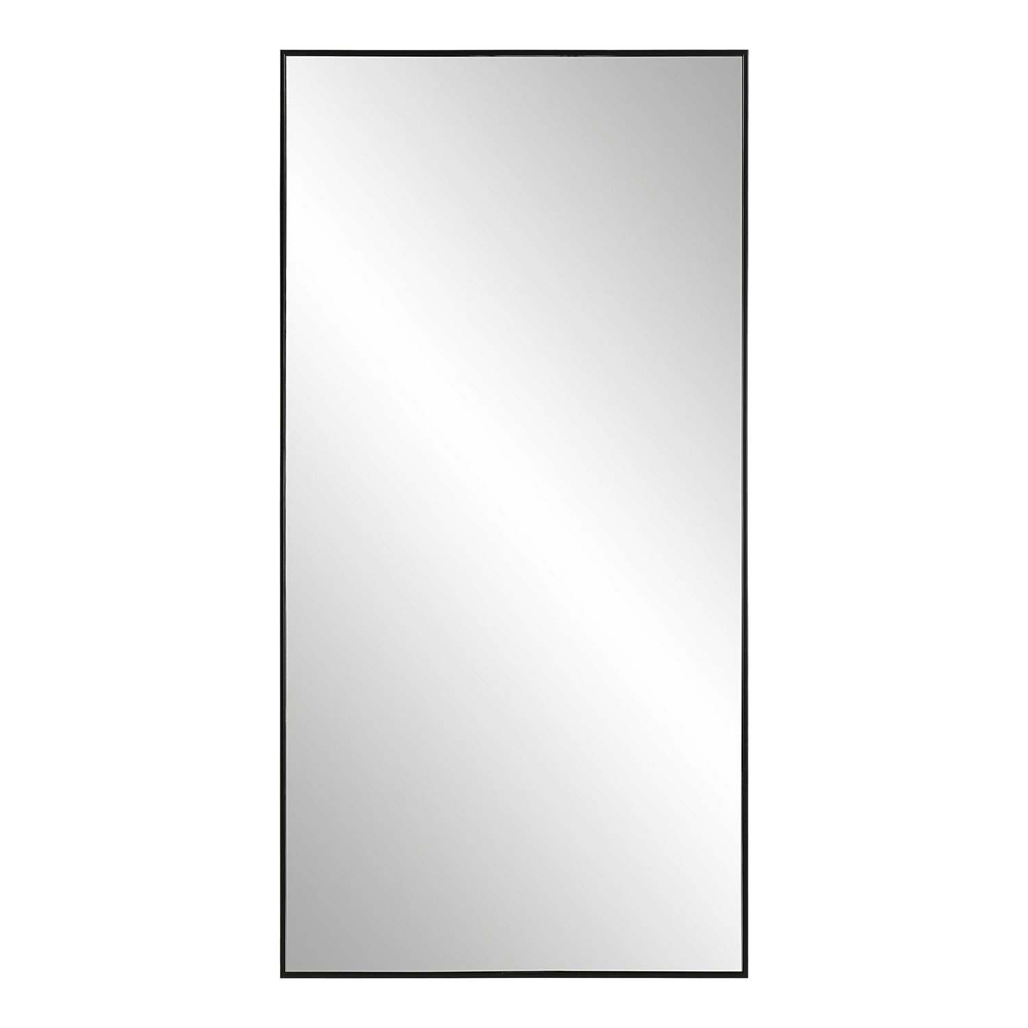 This Gallery Floor Mirror features a slim gallery-style steel frame finished in satin black.
