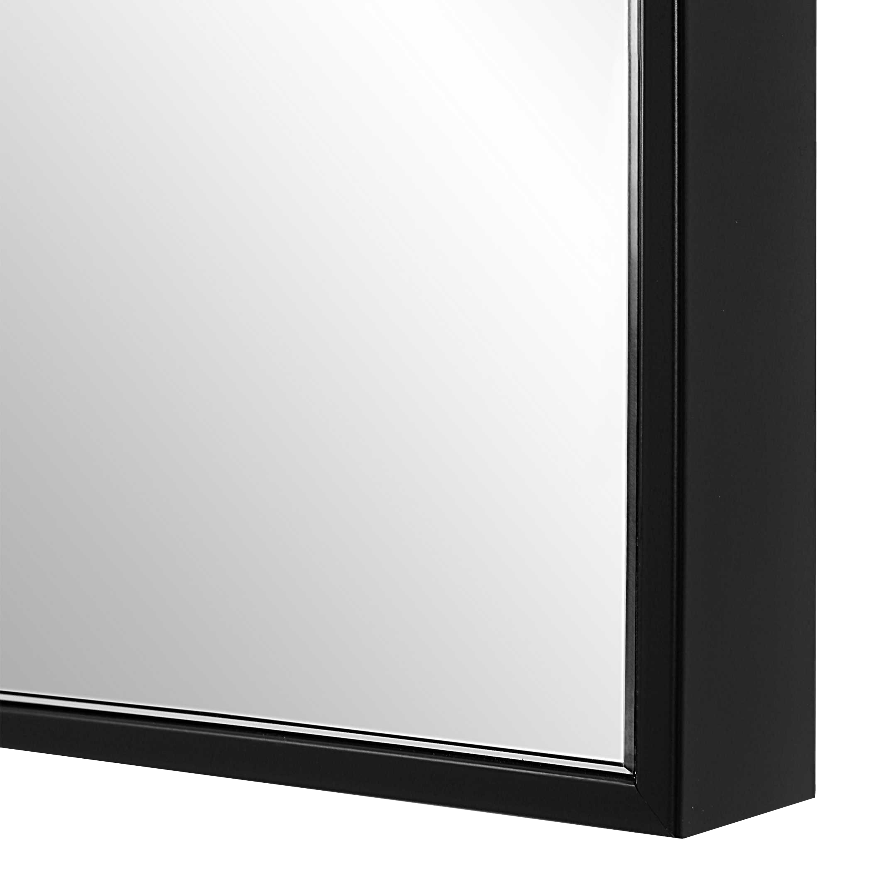This Gallery Floor Mirror features a slim gallery-style steel frame finished in satin black.