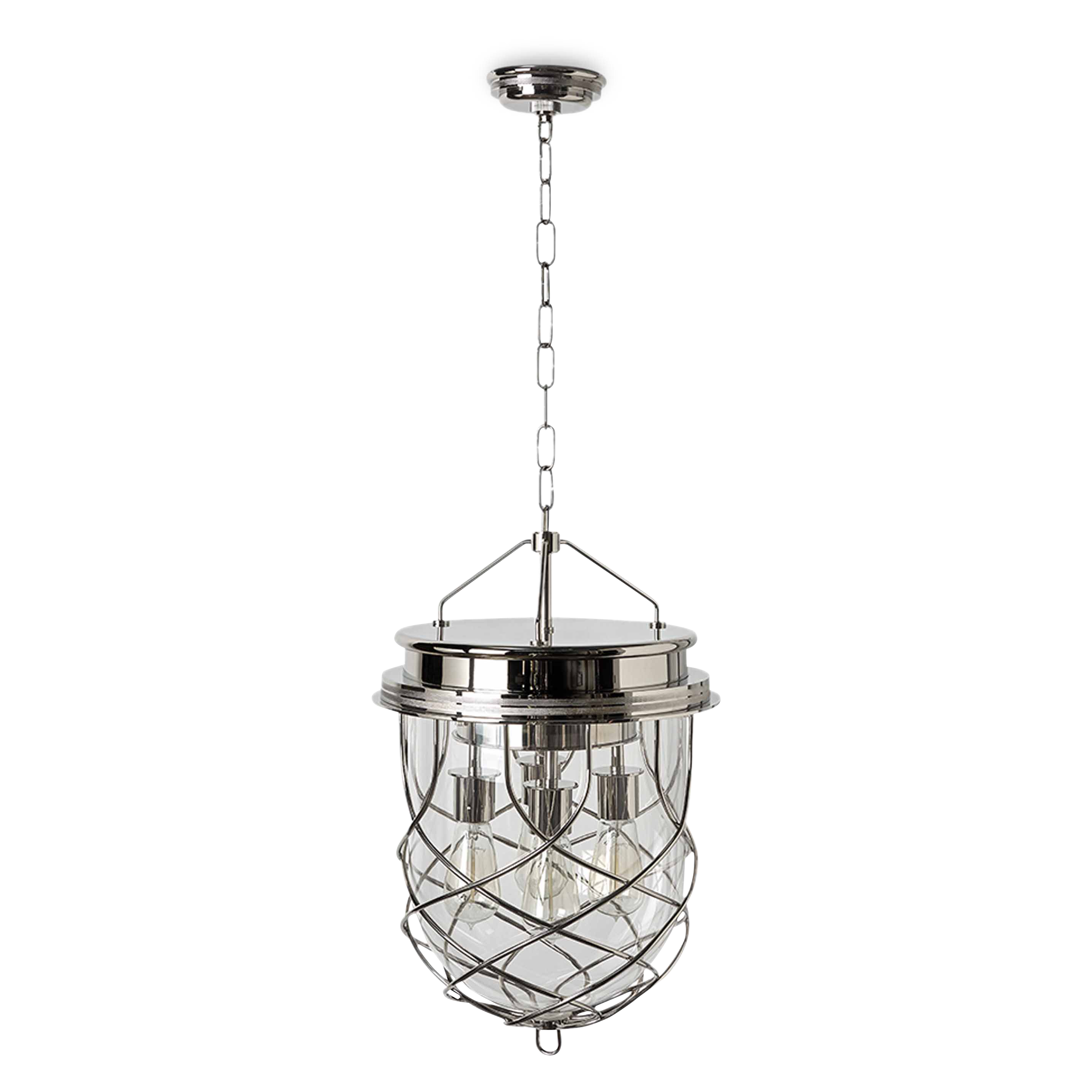 The Waterworks Compass Large Ceiling Light is a pendant light featuring a metal latticework pattern.
