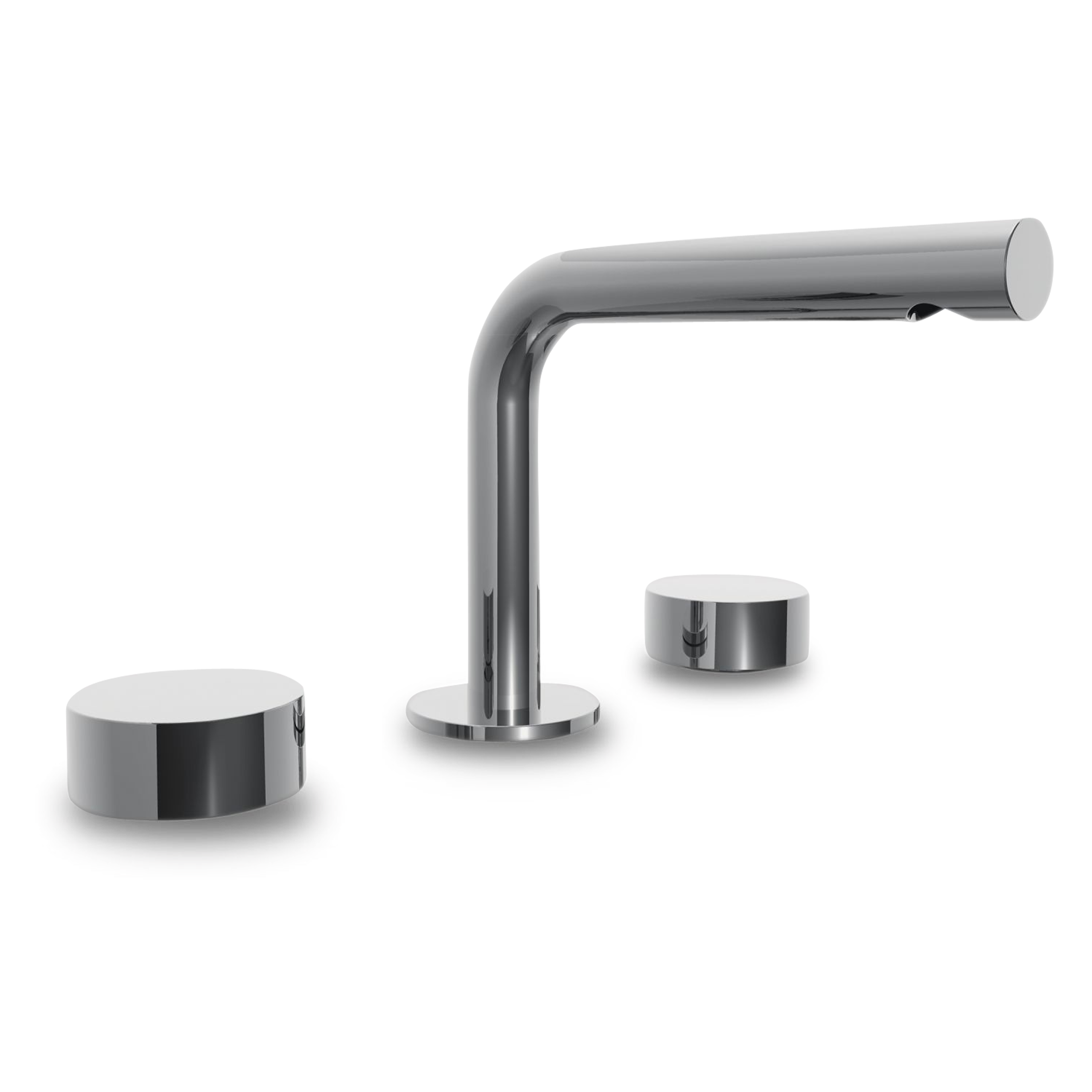 A simple, modern widespread basin faucet.