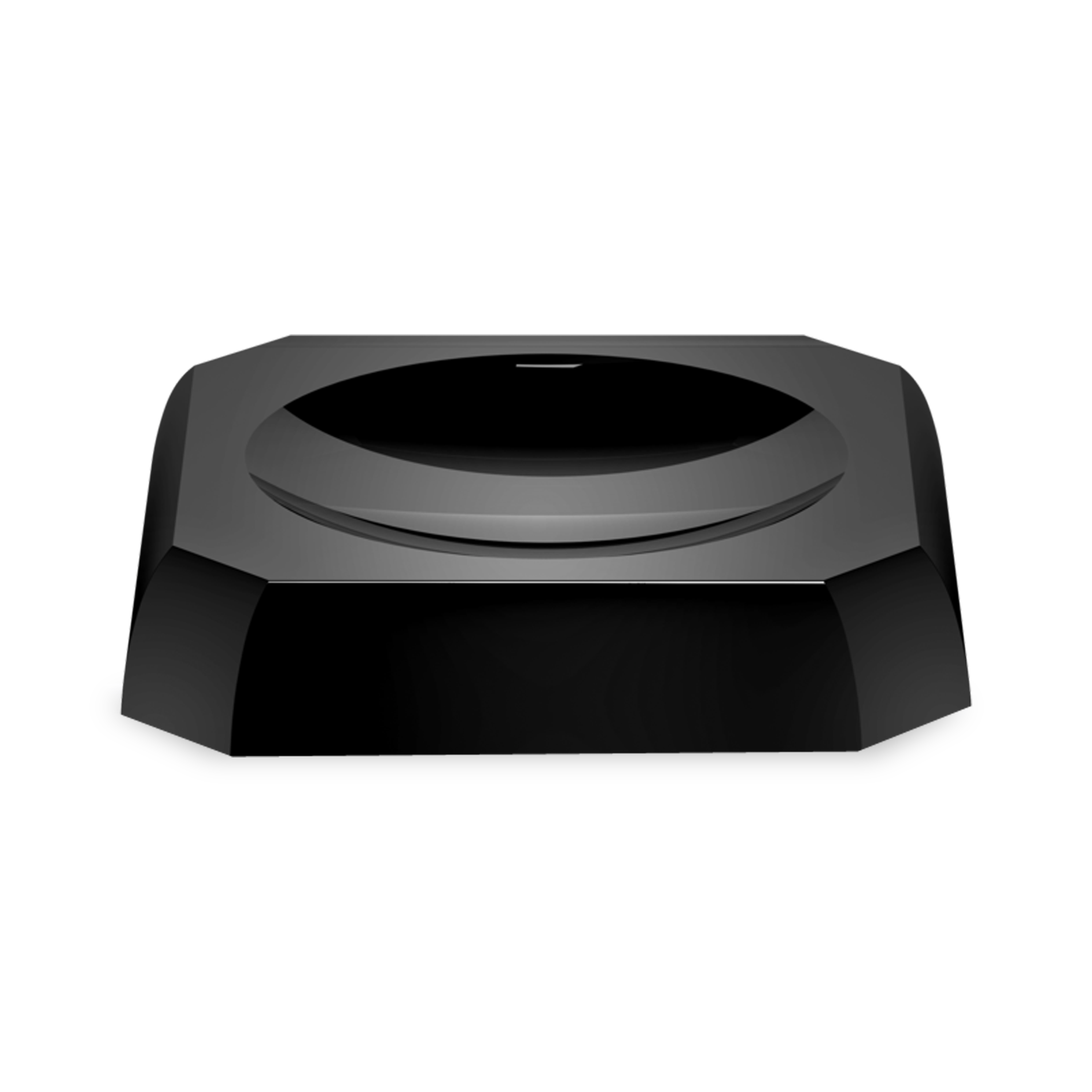 The Kristall Soap Dish features an anthracite color and faceted shape.