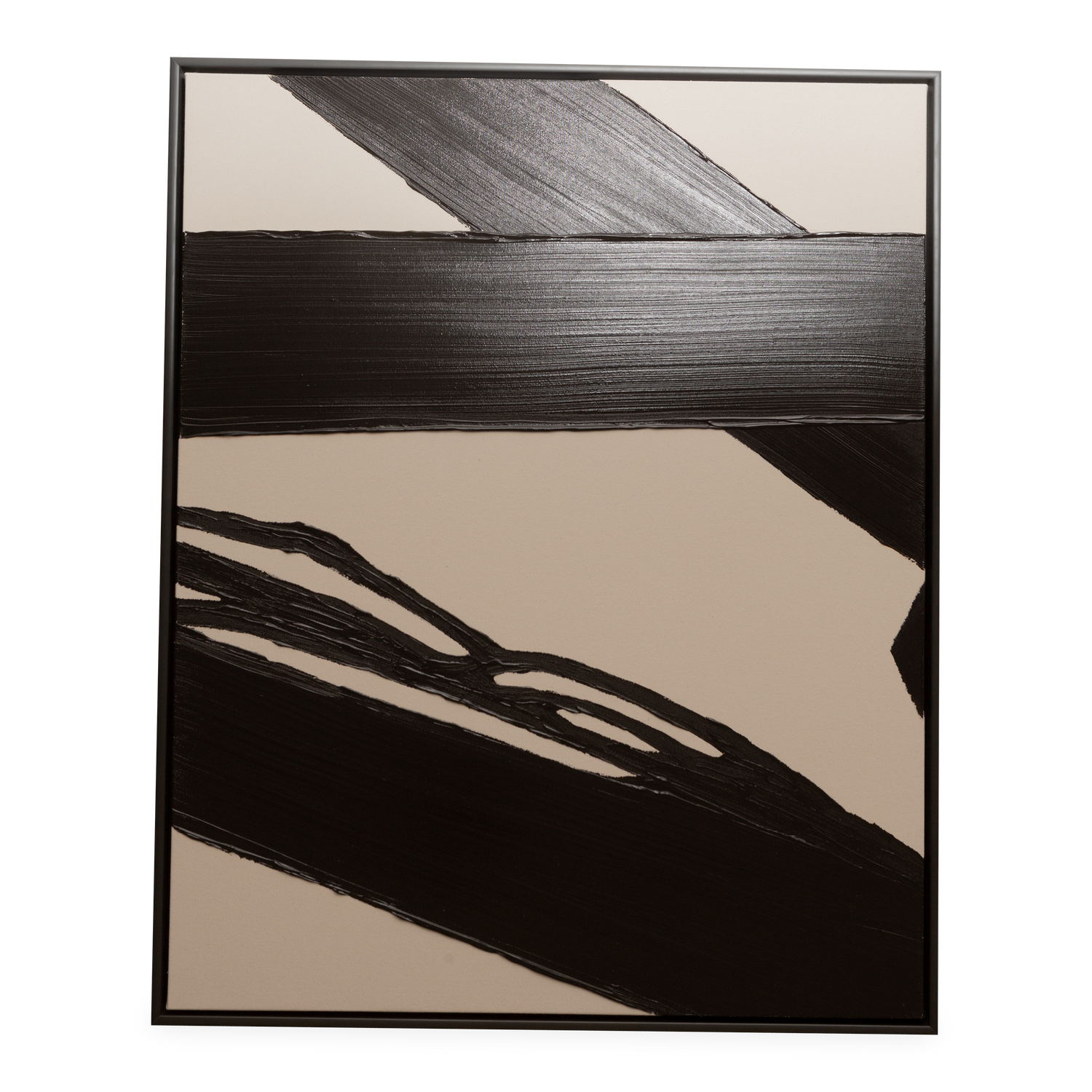 One of a three part art series%2C this painting features bold brushstrokes on a blank background.