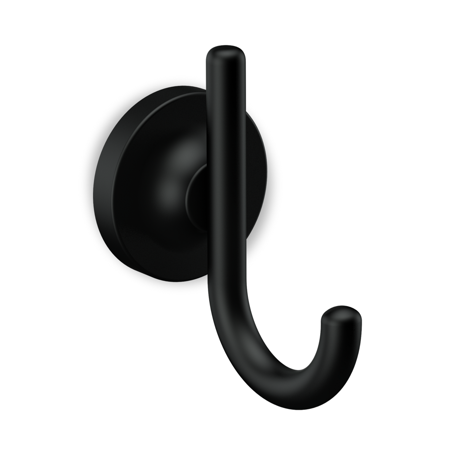 A magnificent%2C modern robe hook with a %22J%22 shape and a sleek%2C circular base.