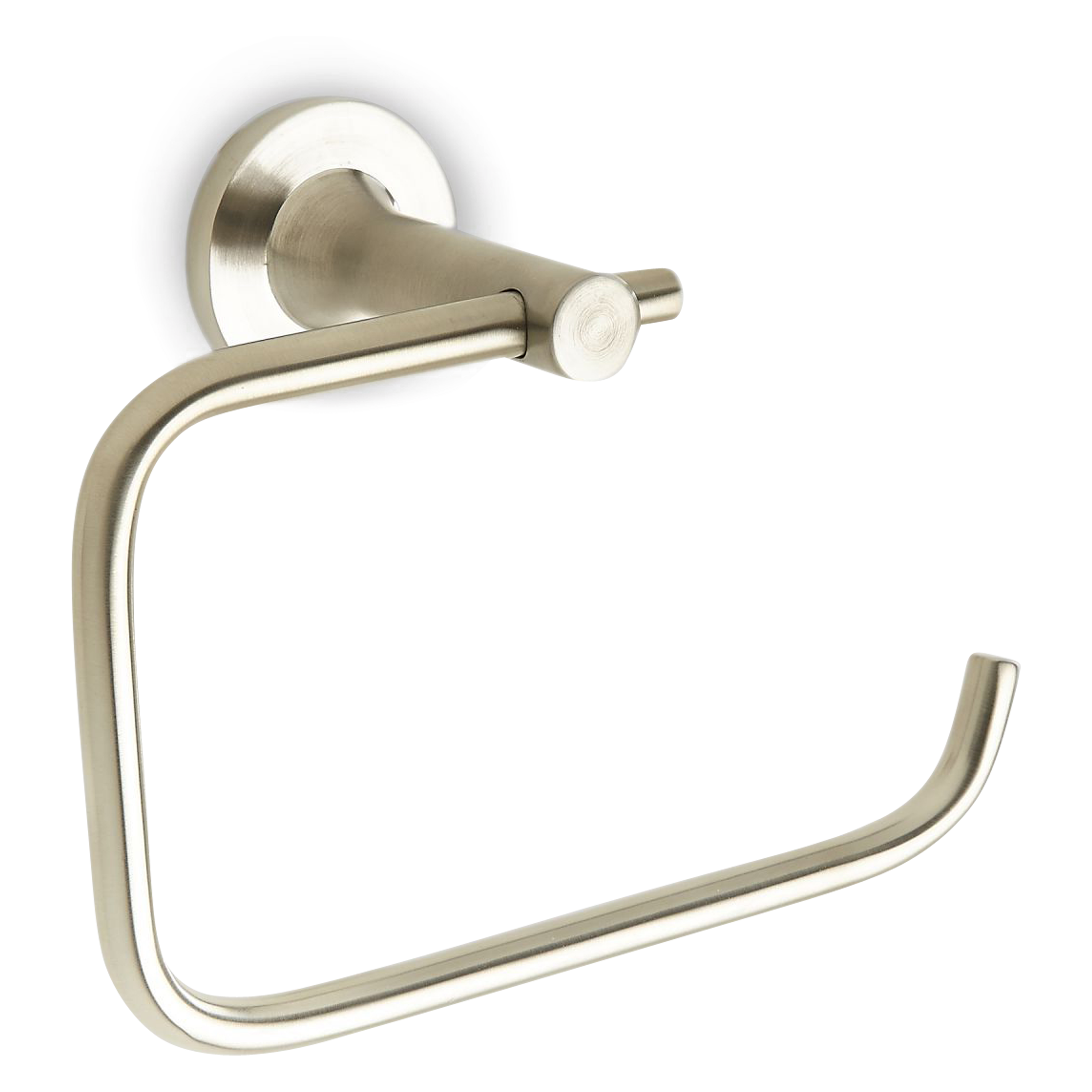 A magnificent, modern paper holder with a sleek, circular, wall-mounted base.