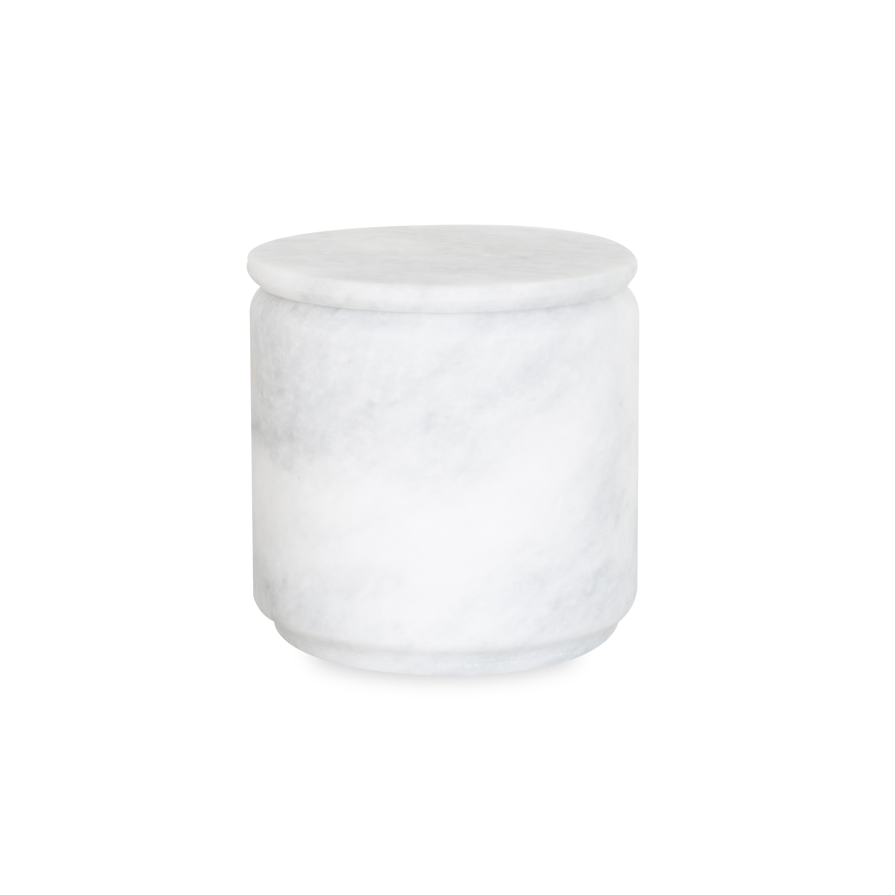 A gorgeous white marble collection of bathroom essentials with a minimalist design.