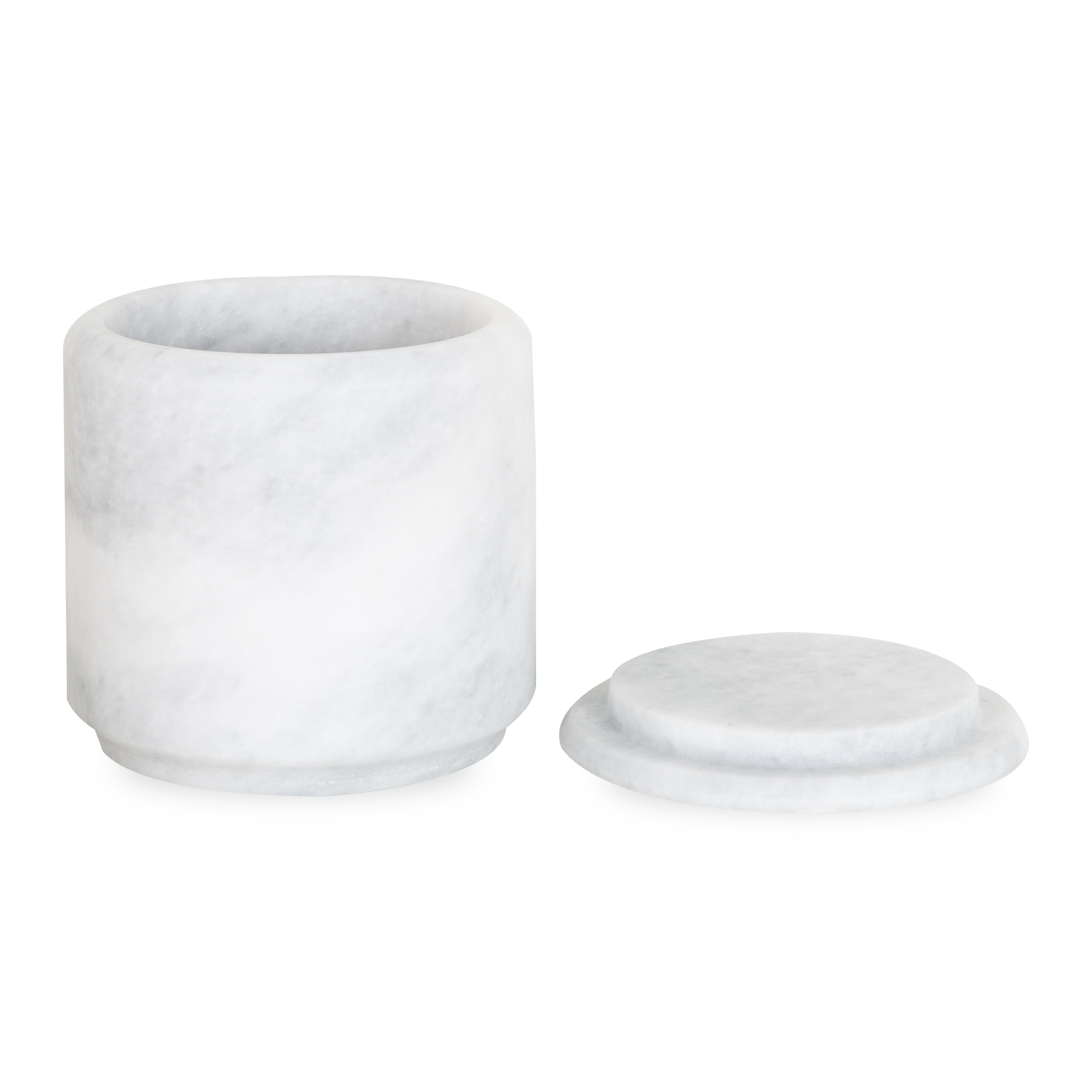 A gorgeous white marble collection of bathroom essentials with a minimalist design.
