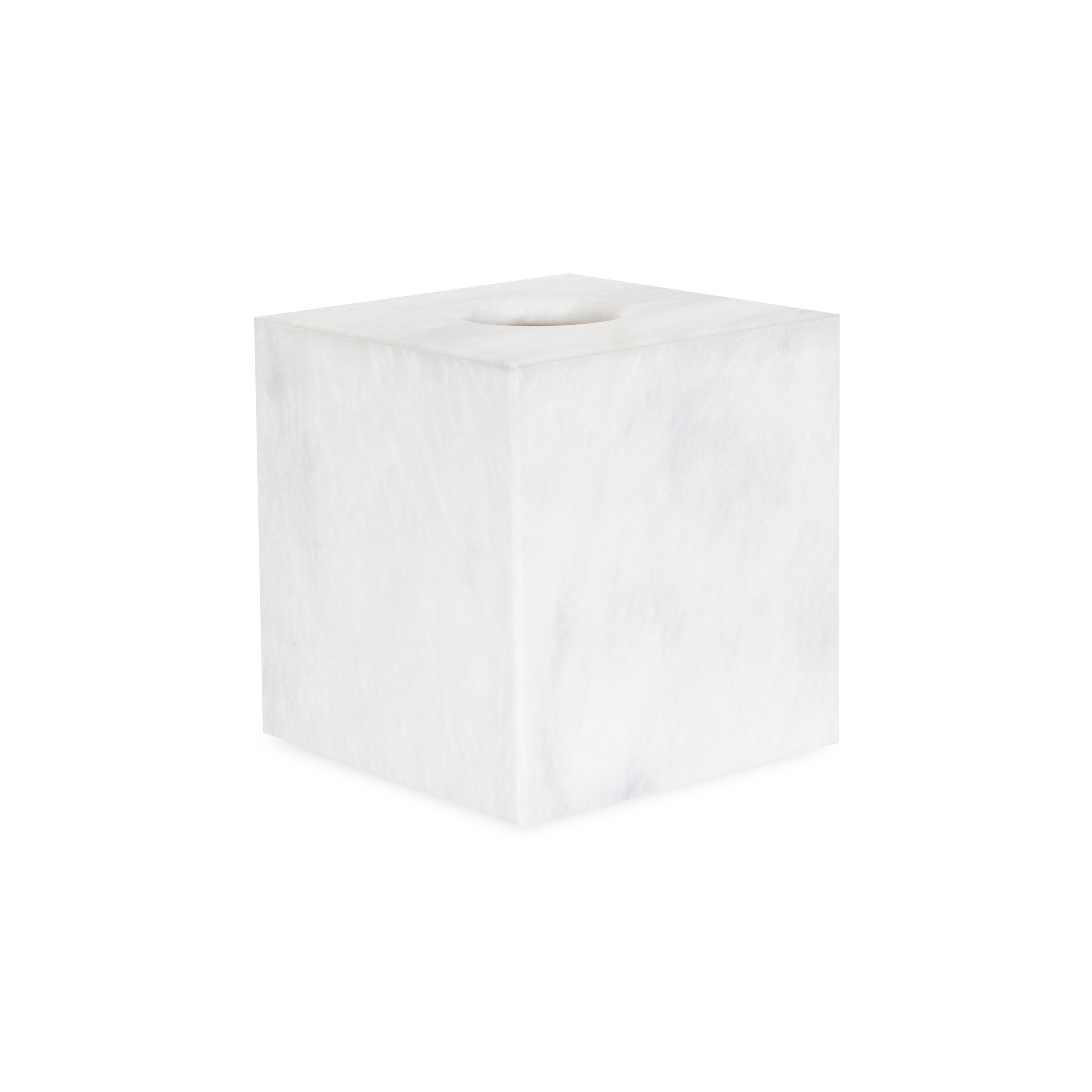 A gorgeous white marble collection of bathroom essentials with a minimalist design.