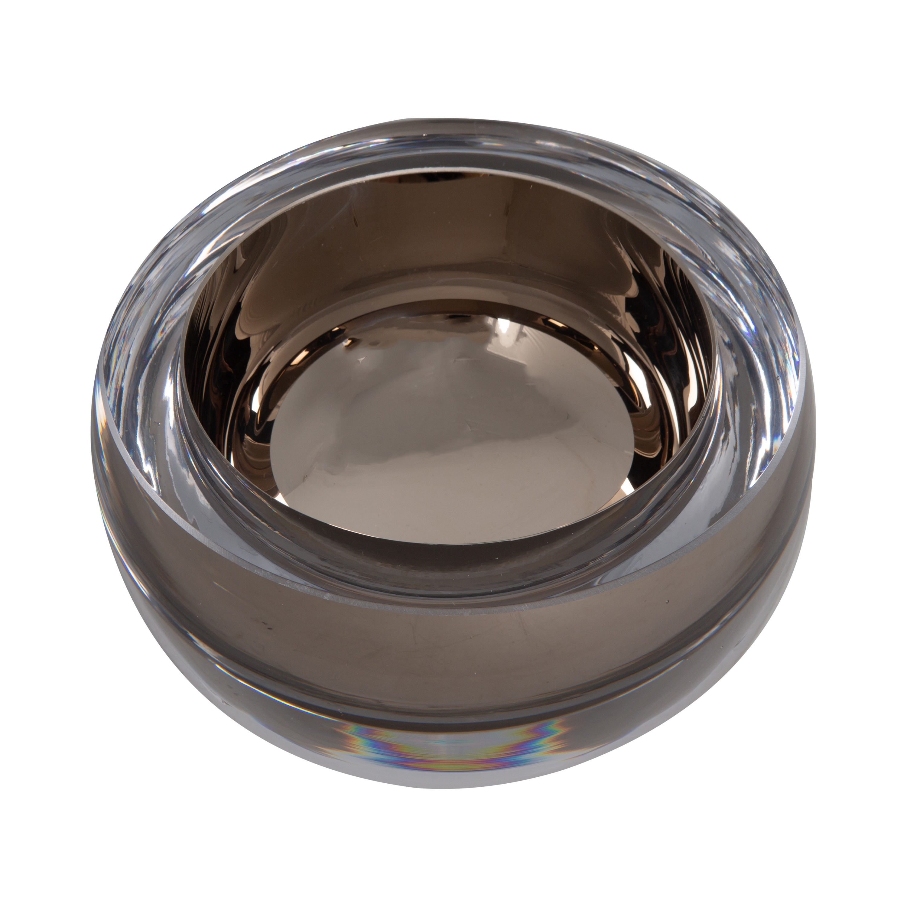 A beautiful metallic colouring adorns its thick glass and will add striking style elements to your interior.