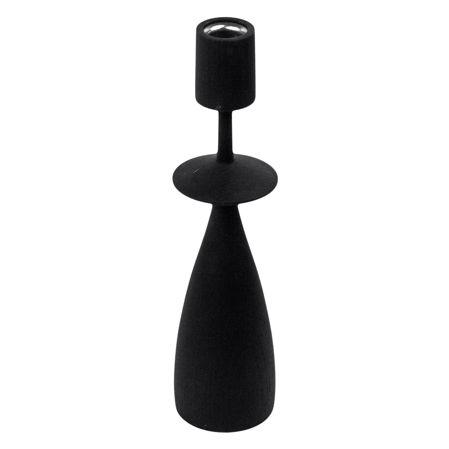 Crafted from ebonized ash wood%2C the Astrid candleholder features clean geometric lines that echo mid-century modern style.