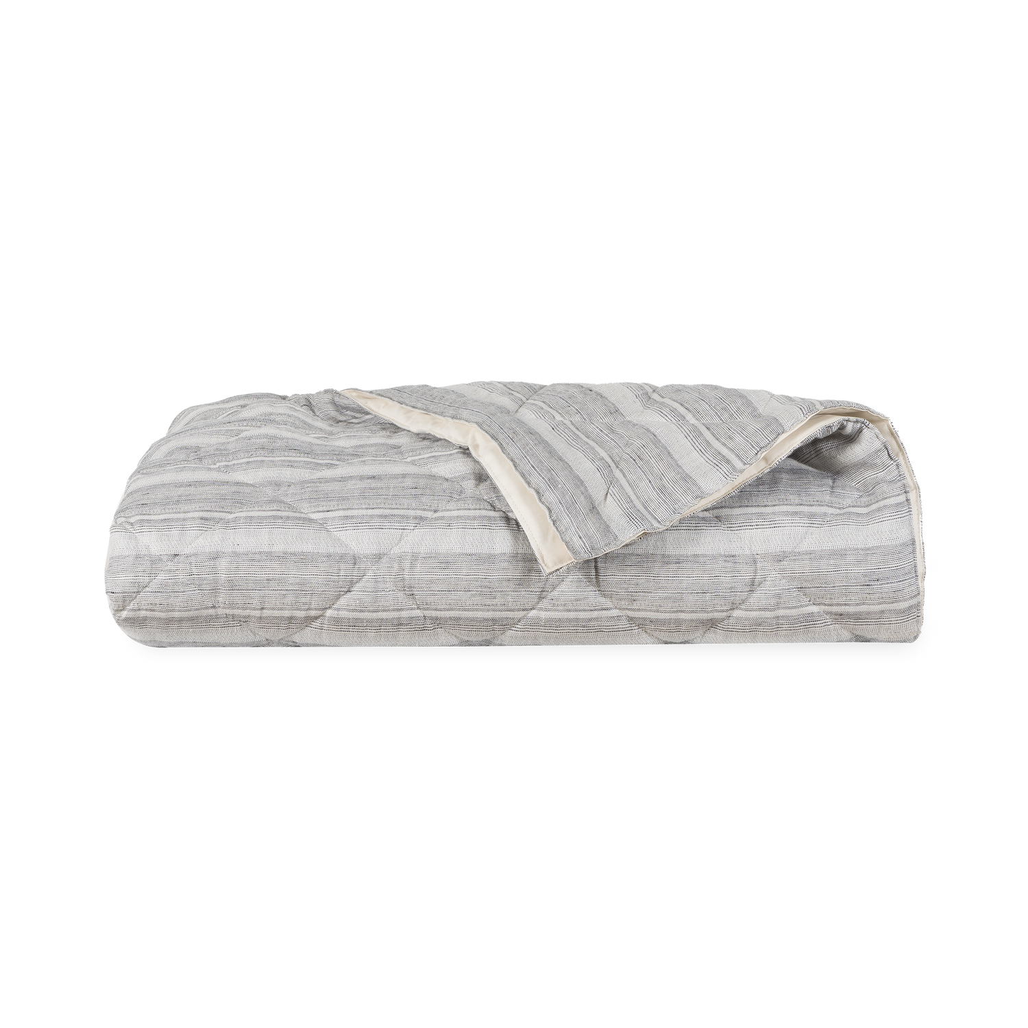 Produced exclusively for Elte%2C the Linen Stripe Quilt features linen which is combed and woven in Italy.