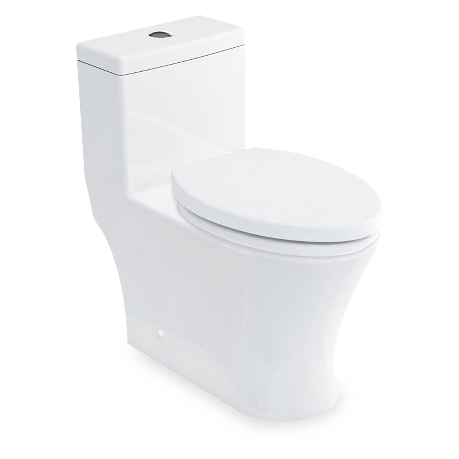 The M Pro One-Piece Toilet includes a 12%22 Rough - in%2C Polished Chrome finish actuation control%2C and a US-SEAT3 soft close%2C quick release elongated seat.