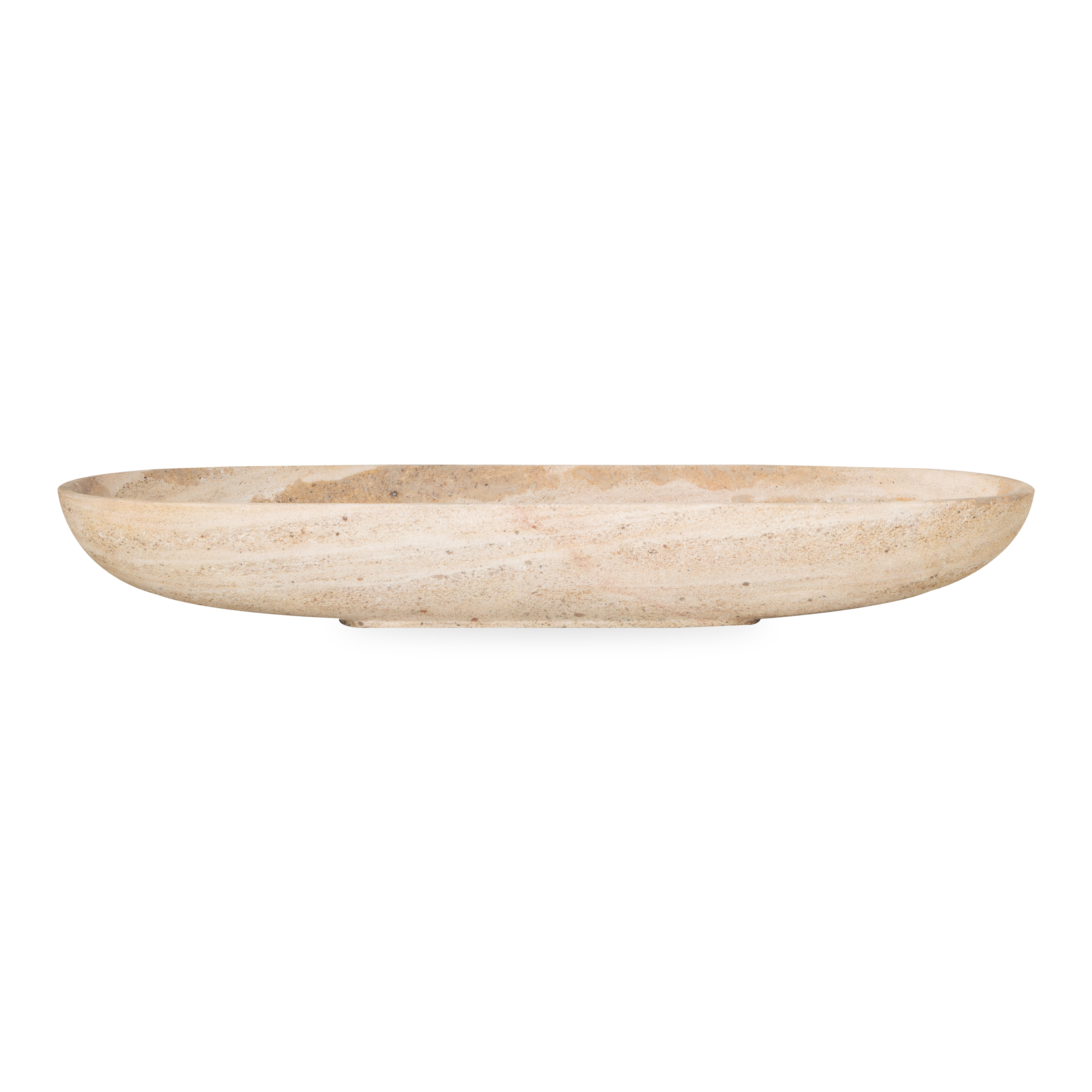 Highlighting the beauty of marble, this striking centerpiece features beige marble with white accents.