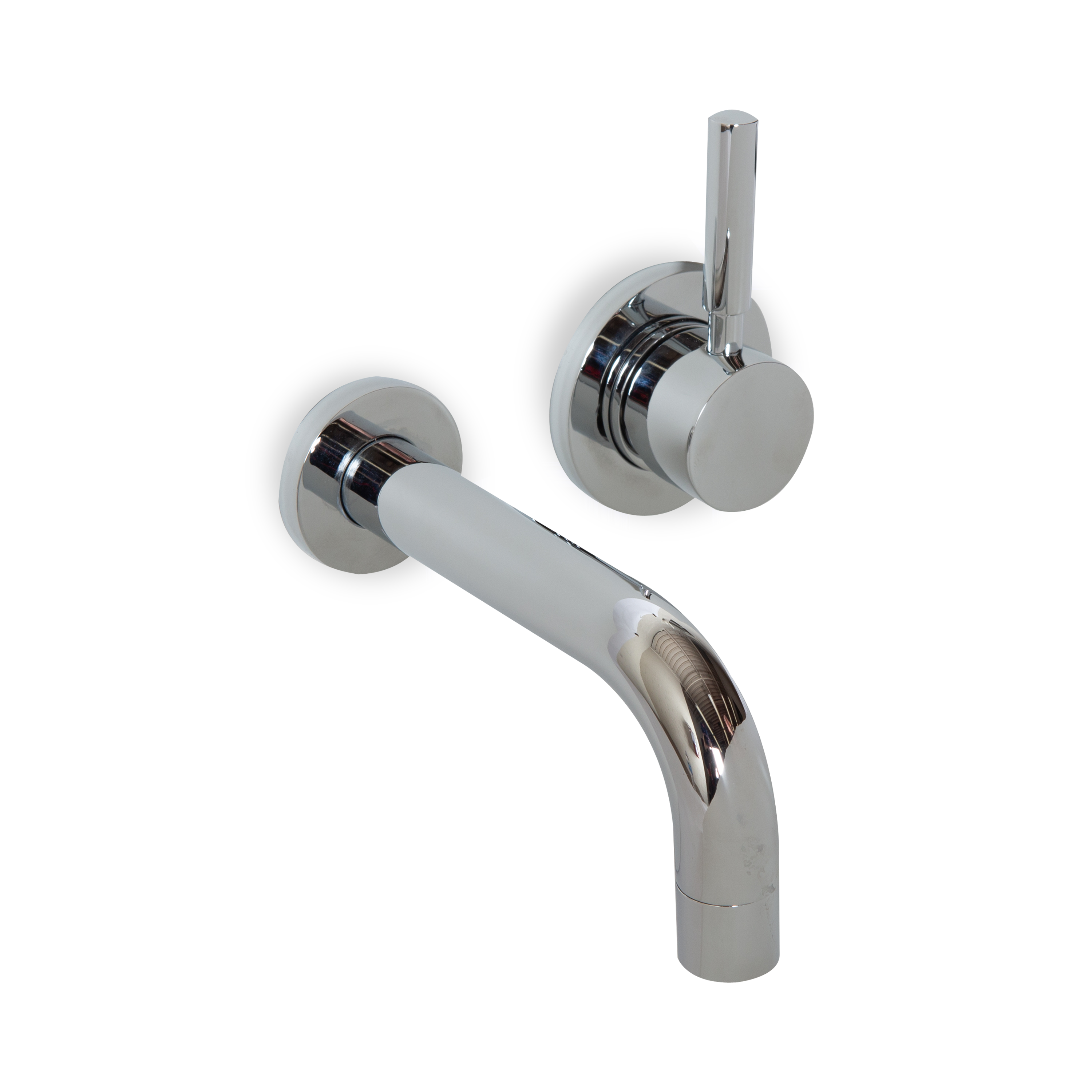 A wall mount single handle basin faucet with drain.