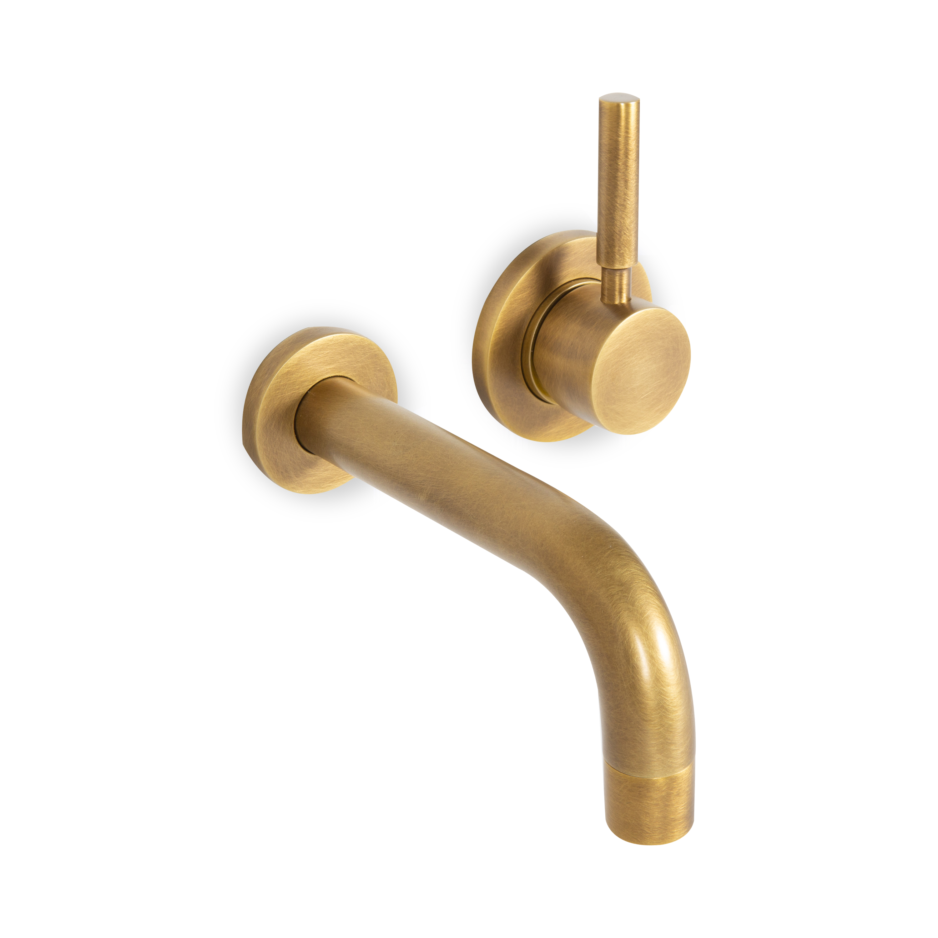 A wall mount single handle basin faucet with drain.