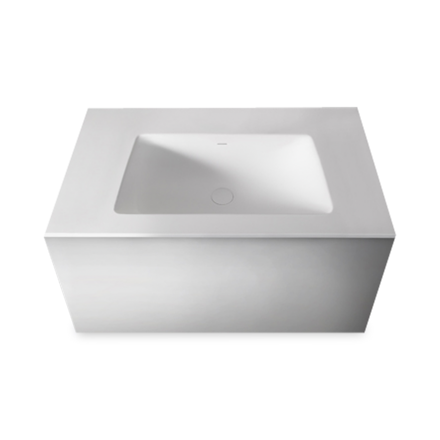 VANITY%3A Wall-mounted vanity with deep drawer and slim drawer insert.