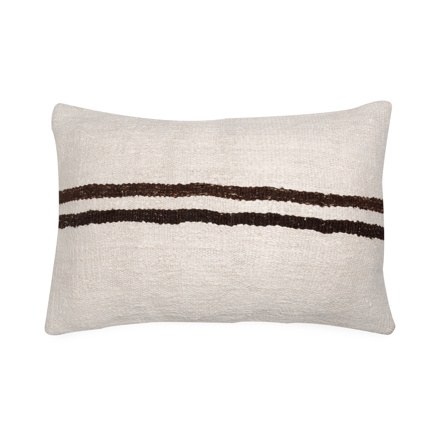 The Hemp Stripe Pillow is made from a hemp rug with linen back.