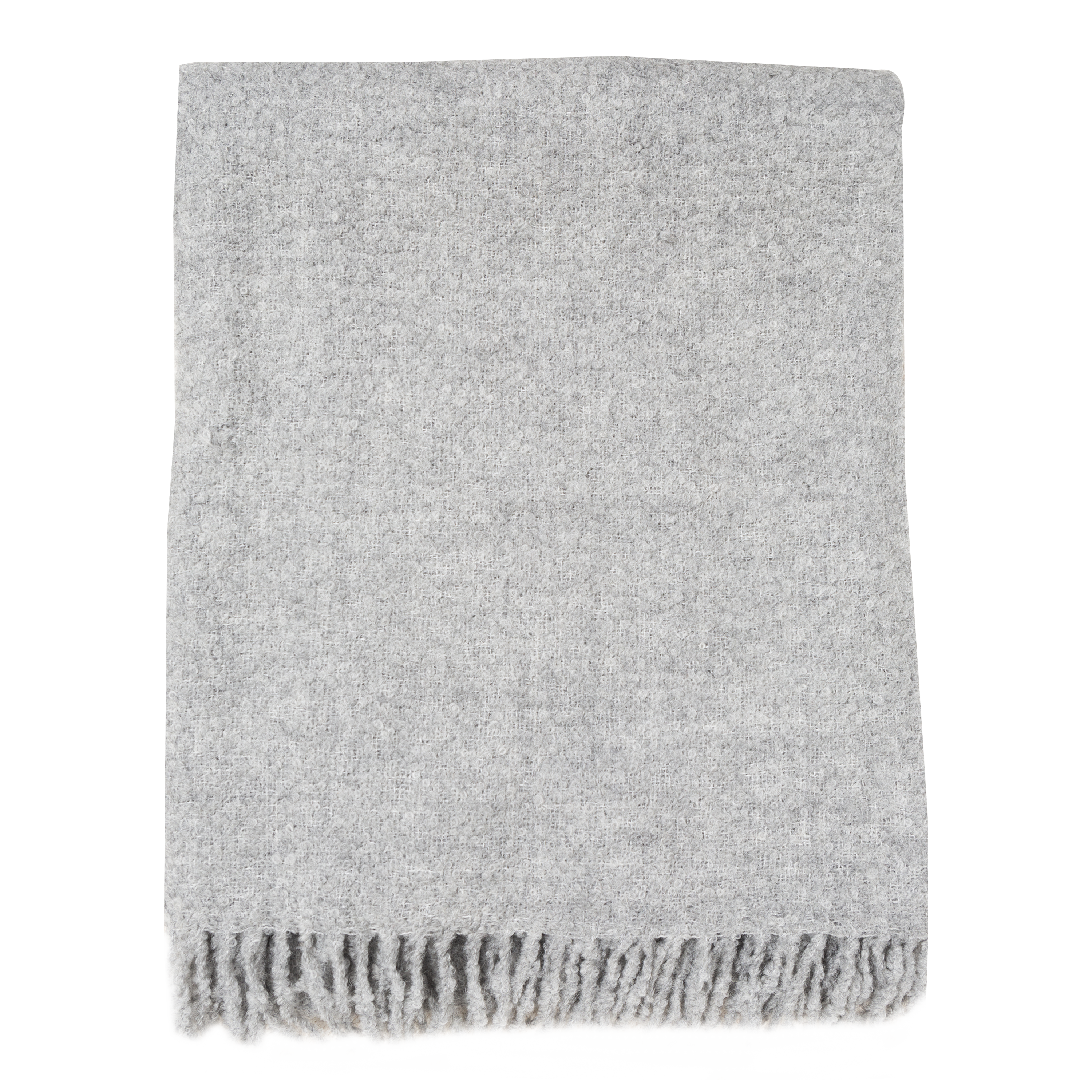 The Alpaca Boucle Throw features a soft and light mix of alpaca fleece and silk woven into a fine boucle.