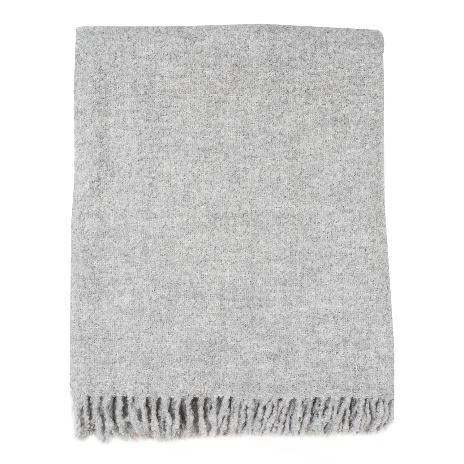 The Alpaca Boucle Throw features a soft and light mix of alpaca fleece and silk woven into a fine boucle.