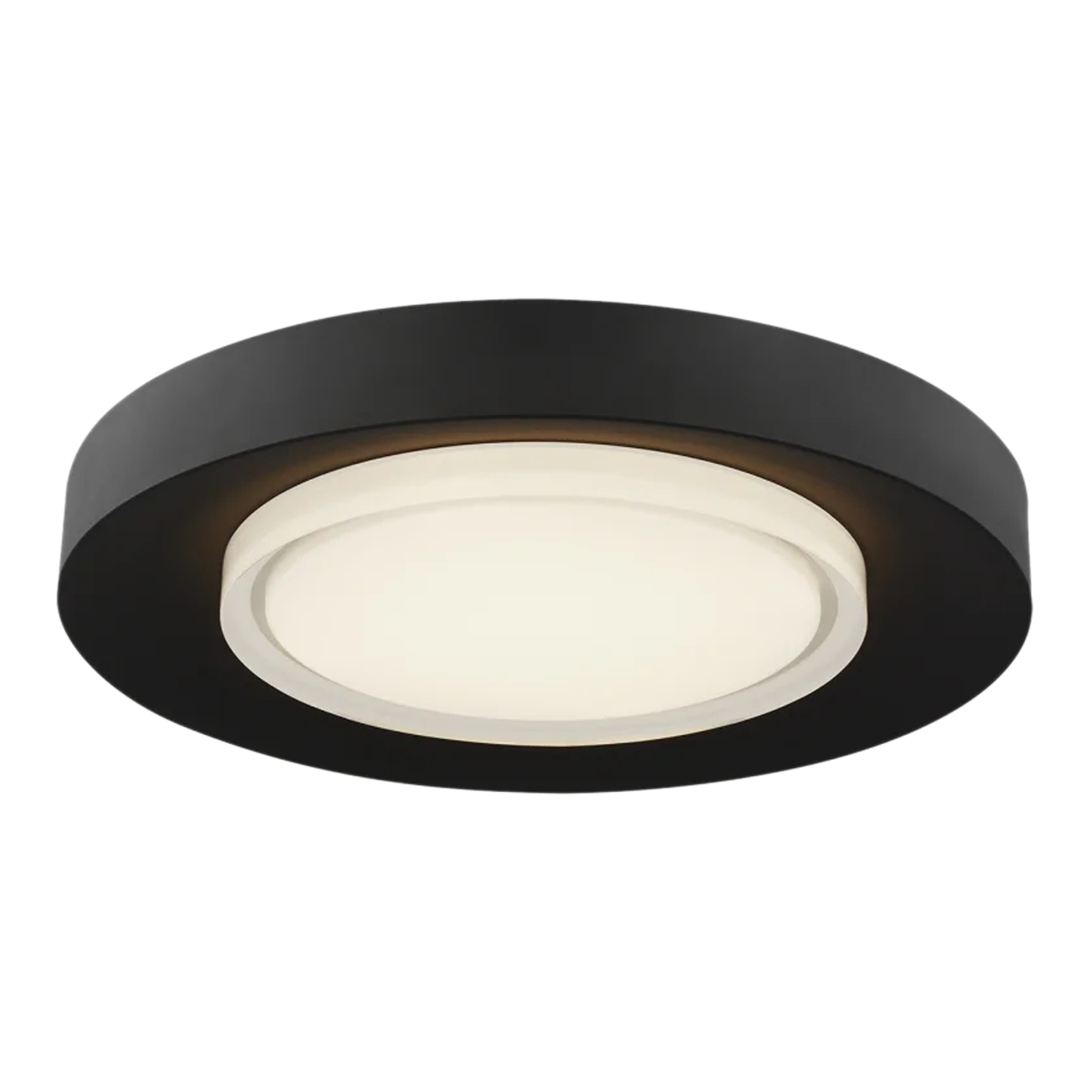 The Hilo Flush Mount brings a beautiful luminescent look to any space, with its dark body and bright white shine.