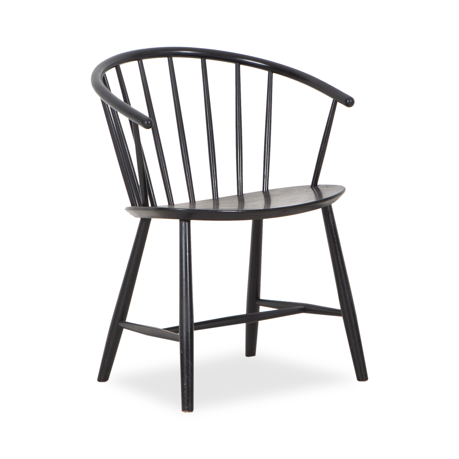 An iconic spindle-back piece%2C this vintage J64 Chair was designed by Ejvind Johansson and manufactured by Fredericia Stolefabrik%2C circa 1960s.