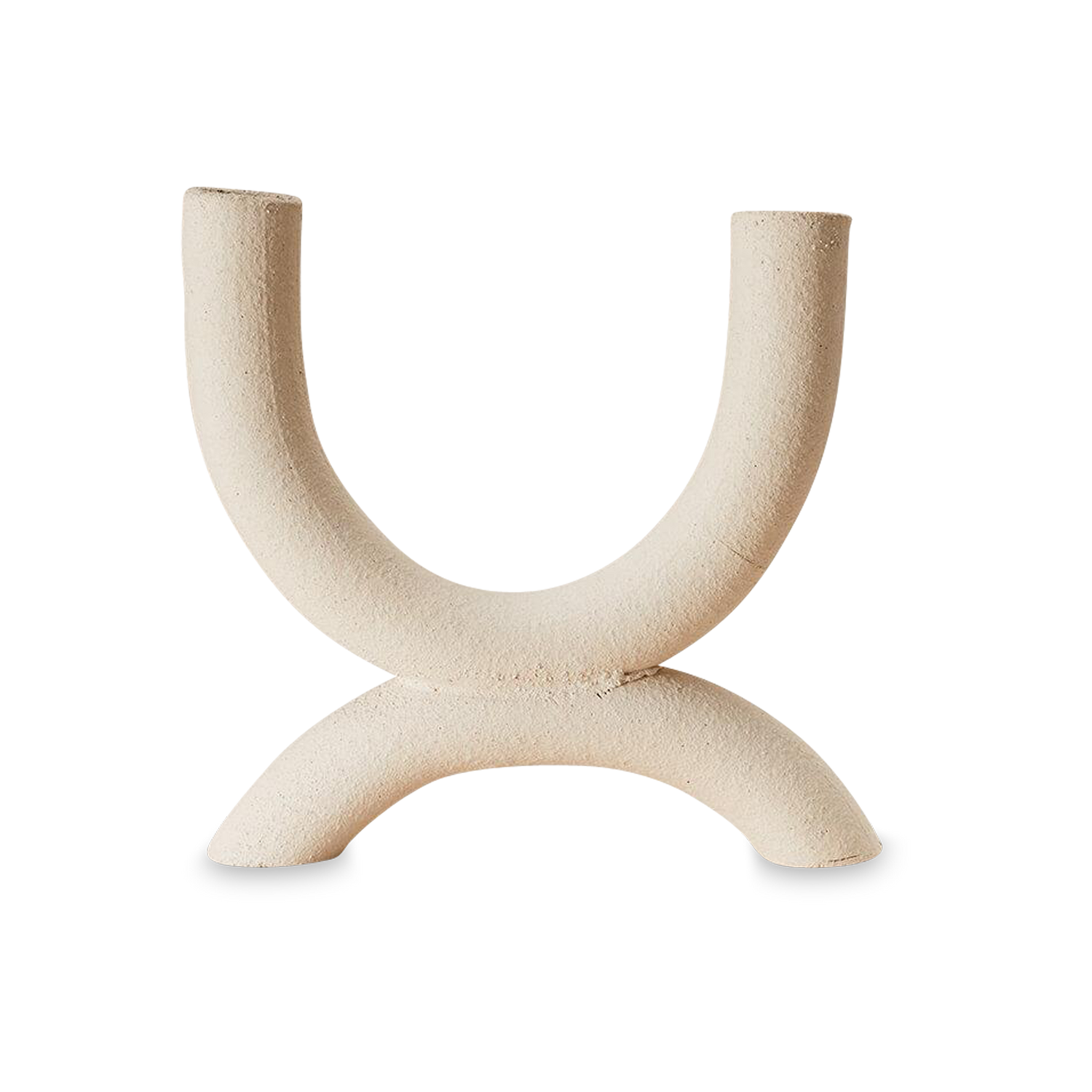 Crafted in raw ceramic%2C it can stand alone or intertwine with the Harmony Candleholder.