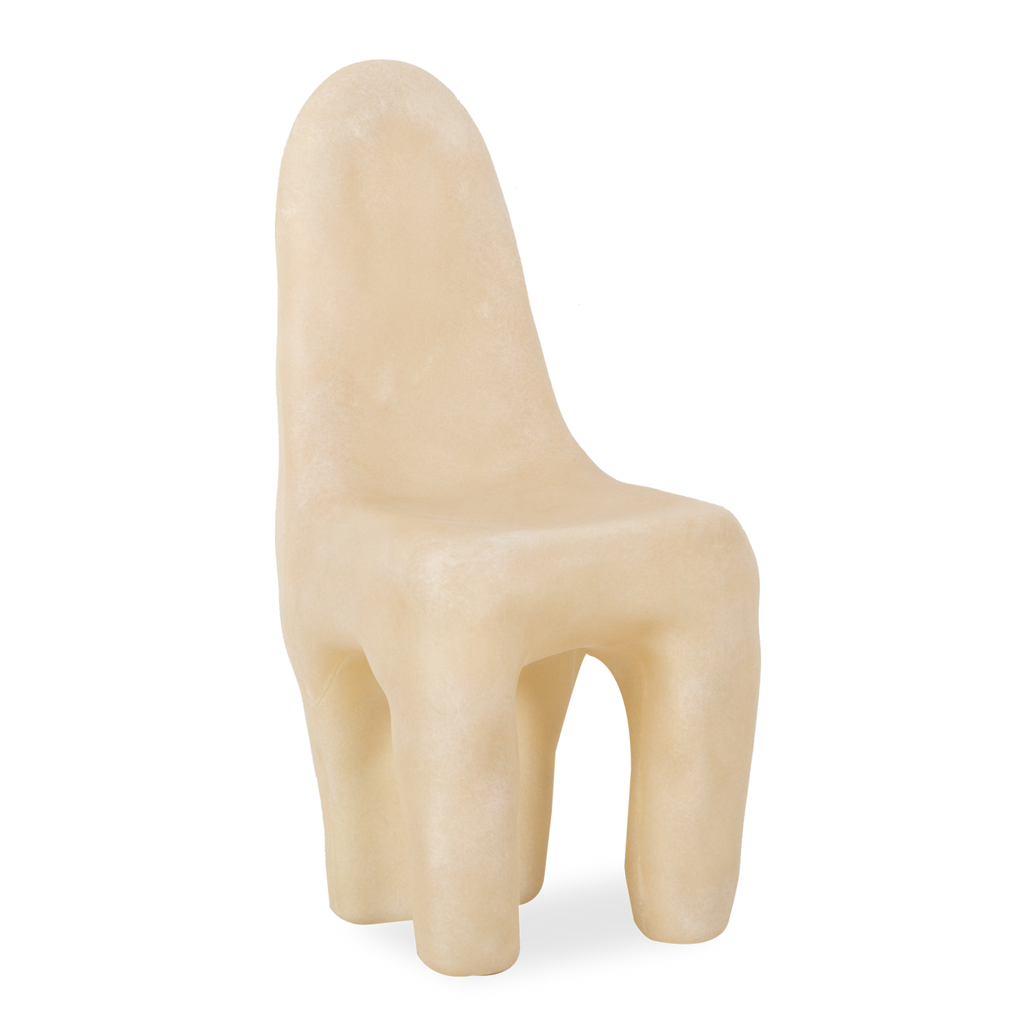 Characterized by its organic and playful silhouette%2C the Playdough Chair is made from multiple fibreglass layers poured into a mould%2C resulting in a jade-like textured appearance w