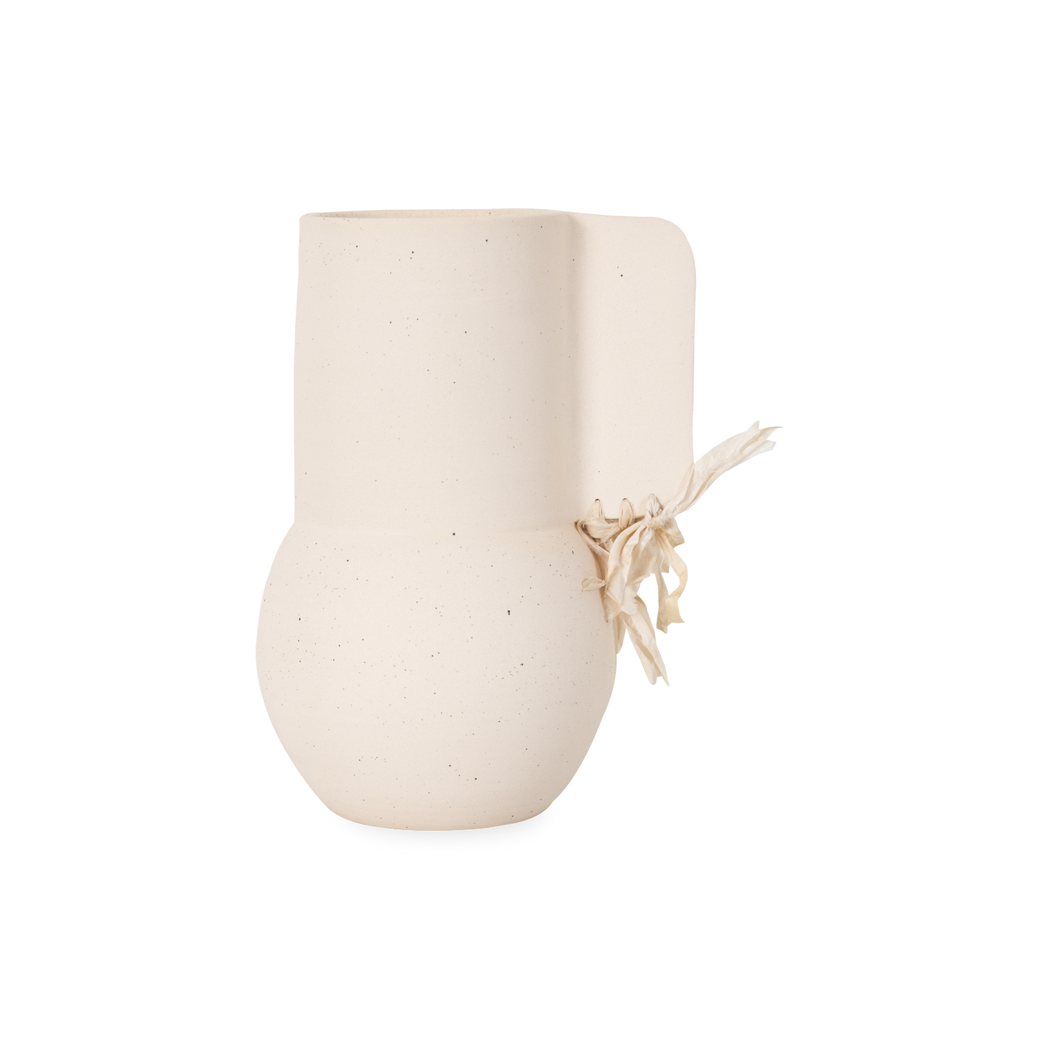 Characterized by simple and organic shapes%2C The Stoneware Vase is made of white specked stoneware.