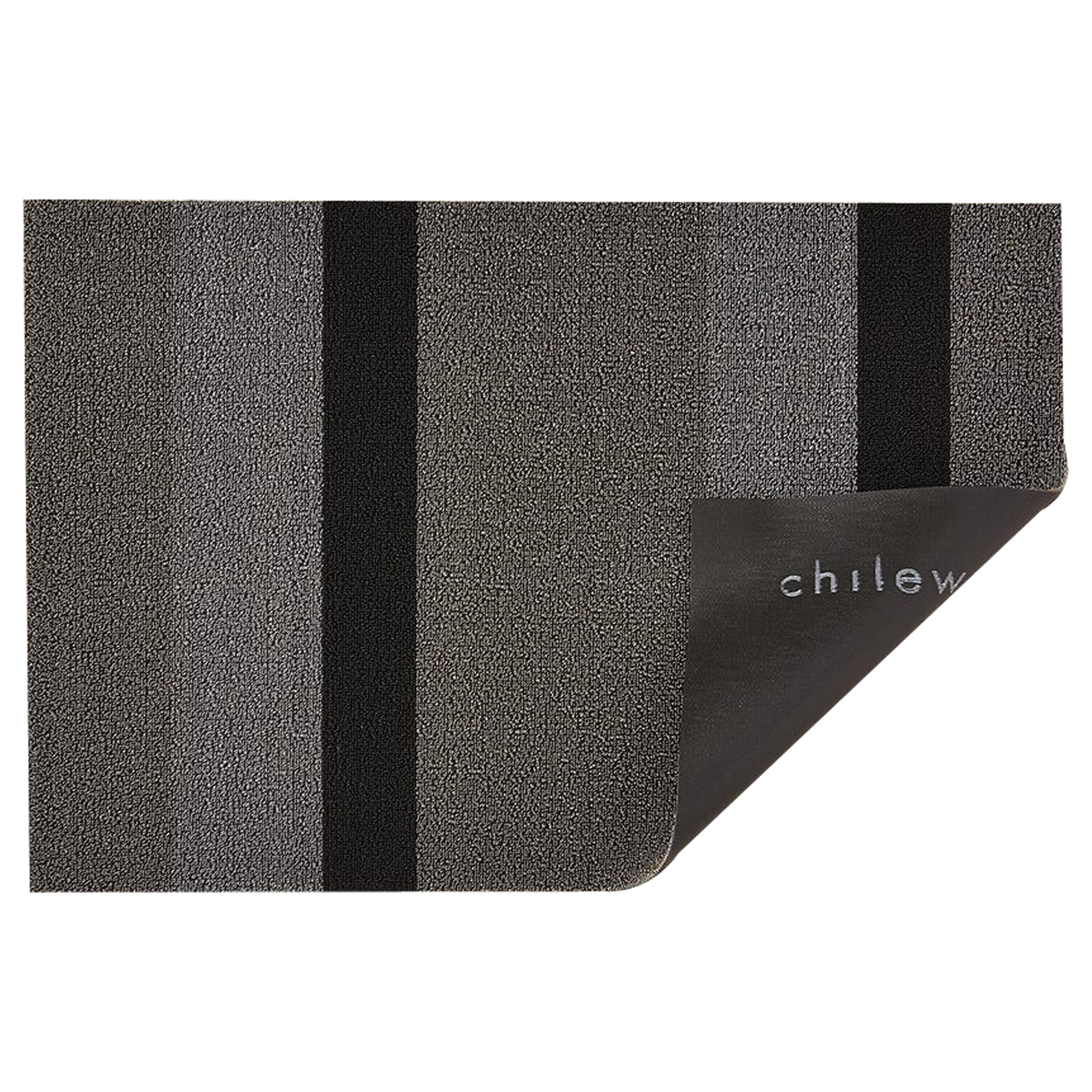 Wonderfully striped, the textured "looped" look of this shag mat is tufted from durable extruded yarns.