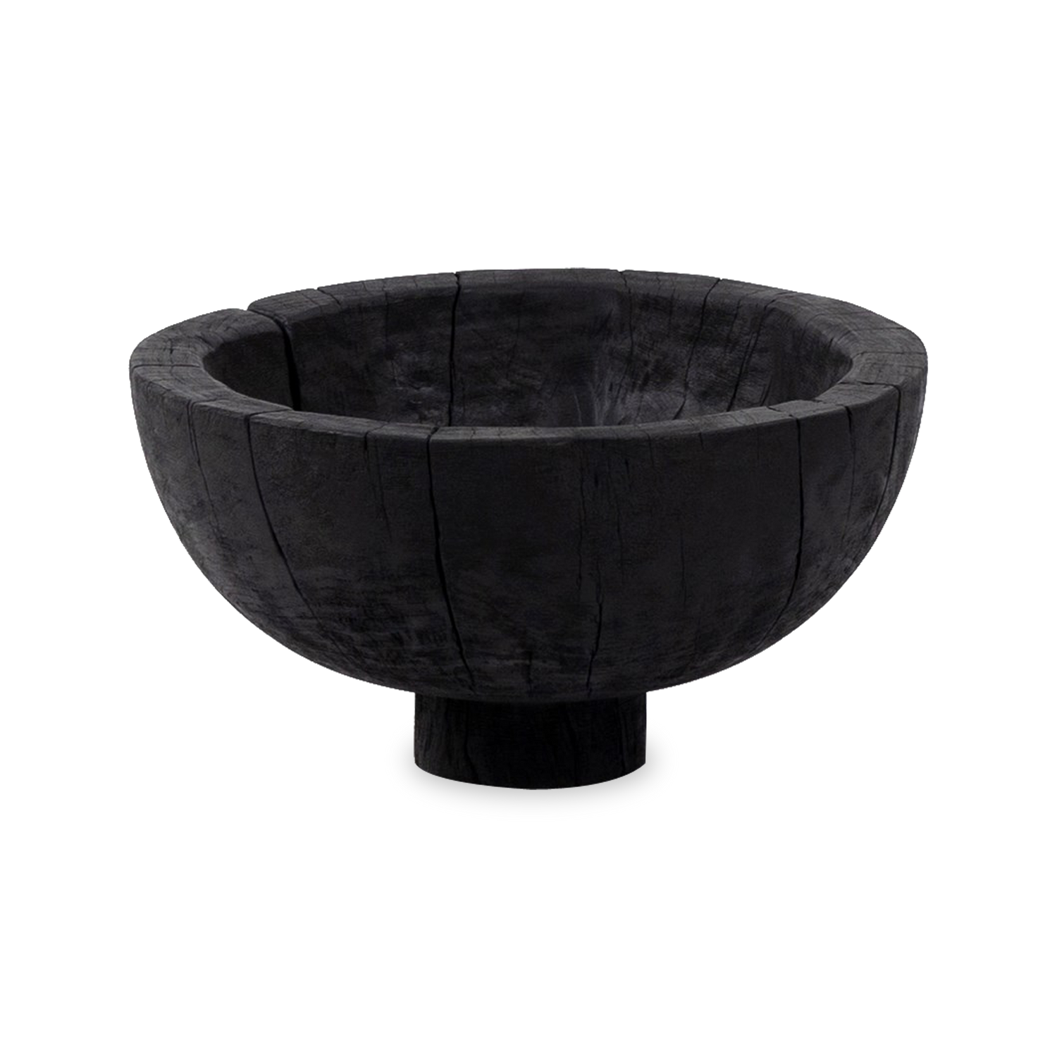 Made from mixed reclaimed woods and finished in a carbon black%2C the Turned Pedestal Bowl will bring an element of nature into your space.